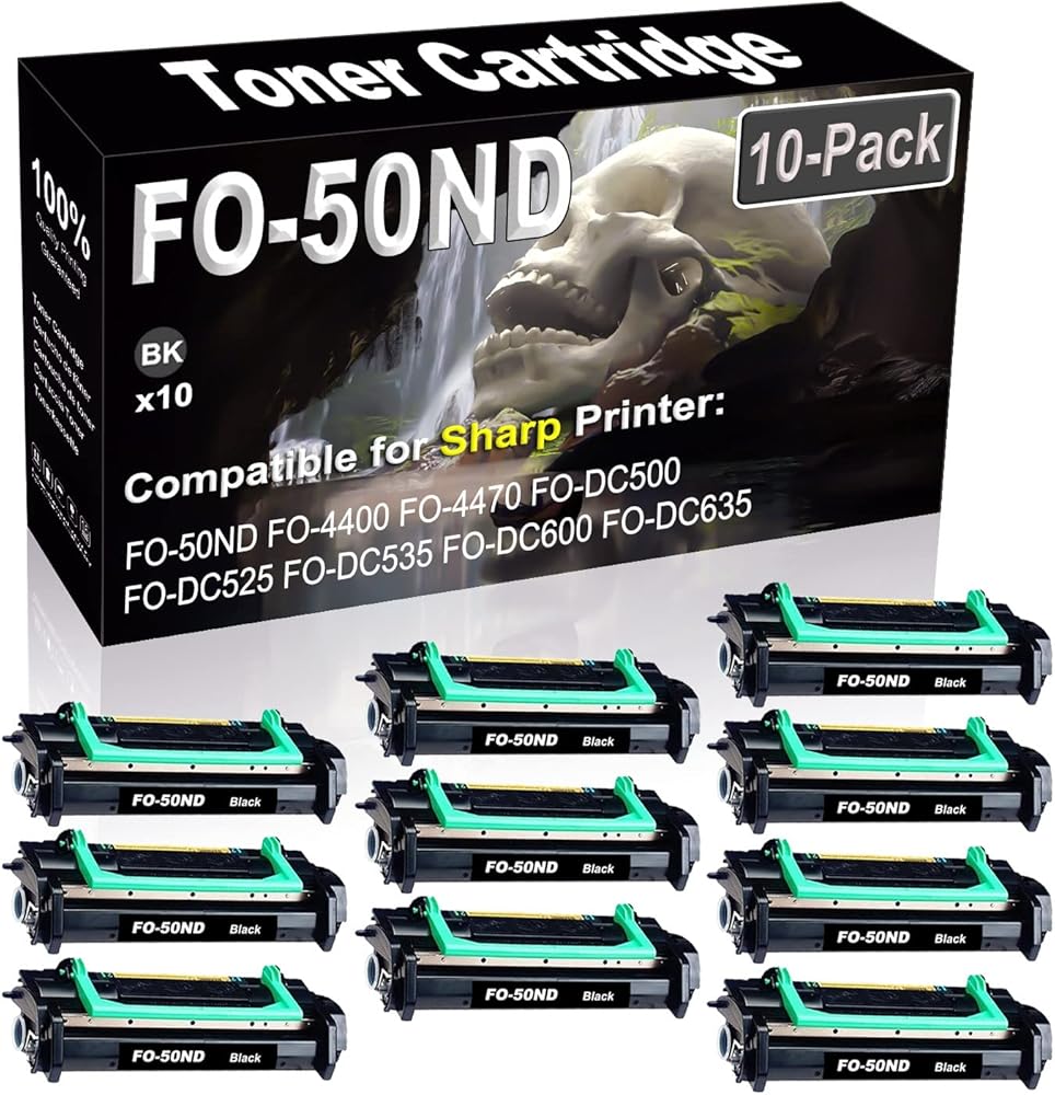 SINIYA 10-Pack (Black) Compatible FO-50ND FO-4400 FO-4470 FO-DC500 FO-DC525 Laser Printer Cartridge (High Capacity) Replacement for Sharp FO-50ND FO50ND Printer Cartridge