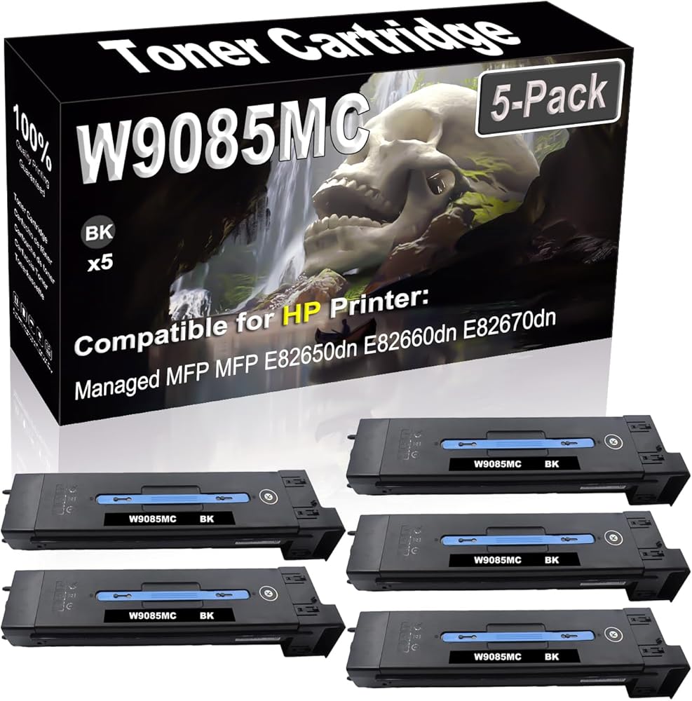 SINIYA 5-Pack (Black) Compatible High Yield W9085MC Laser Printer Toner Cartridge use for Managed MFP MFP E82650dn E82660dn E82670dn Printer