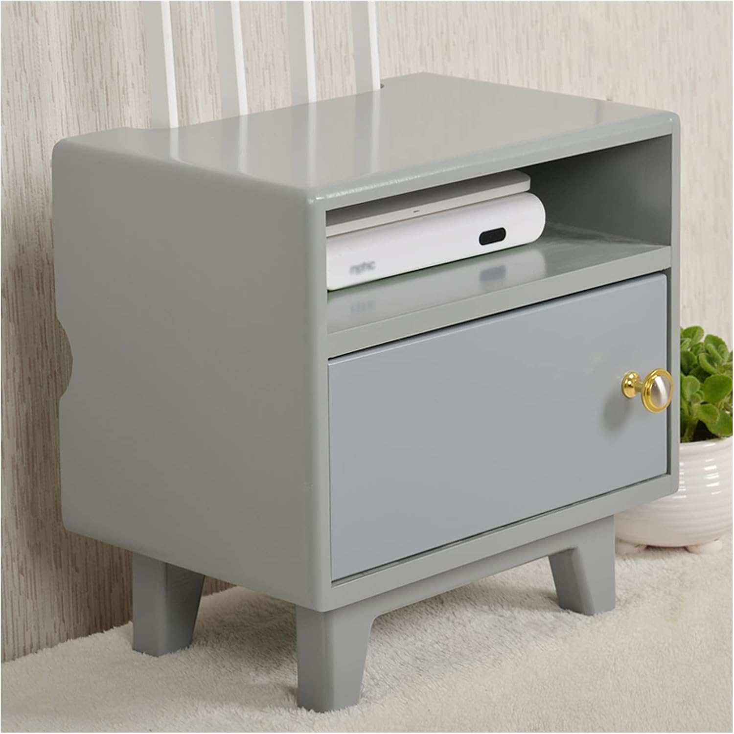 Cable Management Box Wooden Router Storage Boxes Organizer with High Feet Cable Power Plug Storage Box Magnetic Door Stop and Stainless Steel Hinge Cable Cords Organizer Boxes (E Regular style)