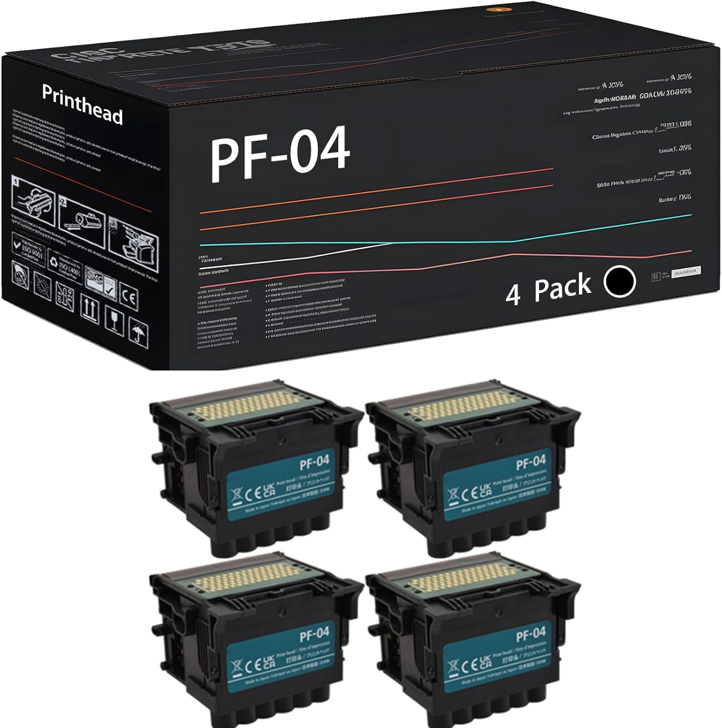 UVUMB Compatible with Canon PF-04 Printhead Work for Canon imagePROGRAF iPF650 iPF655 iPF750 iPF755 iPF760 iPF765 iPF770 iPF780 iPF830 iPF840 Printers (4 Pack Black)