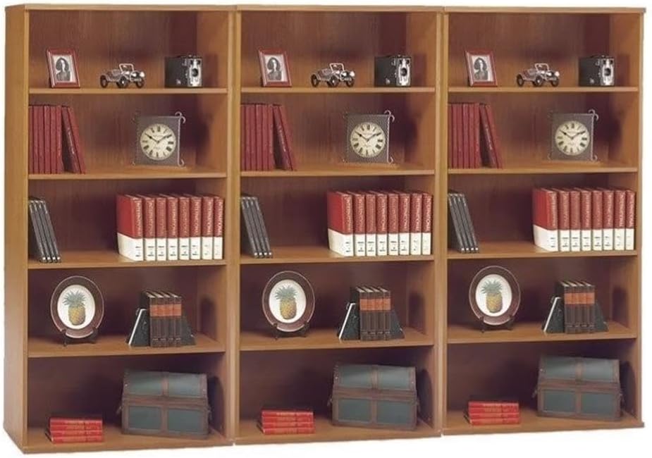 BBF Bush Business Furniture Series C 5 Shelf Wall Bookcase in Natural Cherry