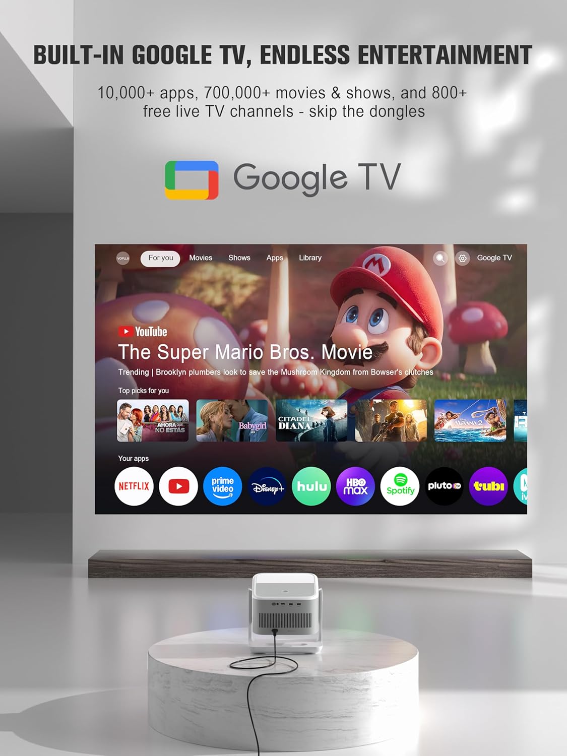 0Official Licensed Google TV 04K Smart Projector with WiFi and Bluetooth