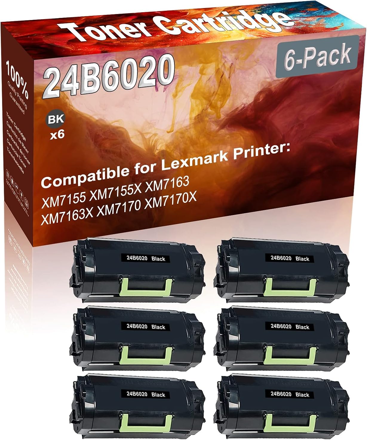 Credibility Store 6-Pack (Black) Compatible High Yield 24B6020 Printer Cartridge use for XM7155 XM7155X XM7163 XM7163X XM7170 XM7170X Printer
