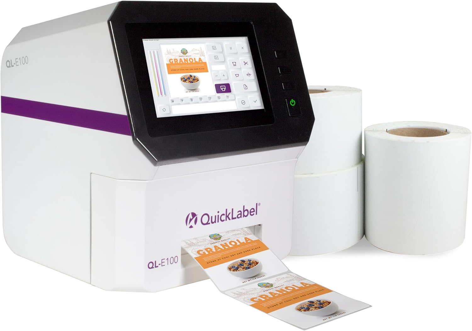 QL-E100 Full Color Label Printer, Built-in Touchscreen and Auto-Cutter. Free Design Software. Print professional-quality labels on inkjet label rolls from stored memory, USB stick, or Windows Computer
