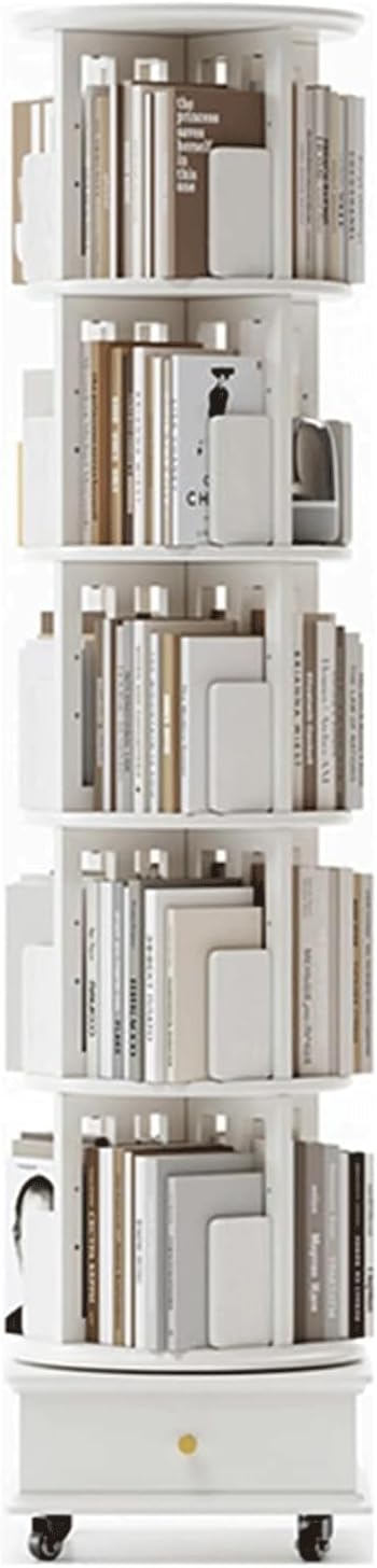 SAAKO Flexible Bookcases 360° Rotating Bookshelf Floor Standing Bookcase Wooden Book Rack Living Room Large Capacity Bookshelf Organizer Perfect Furniture