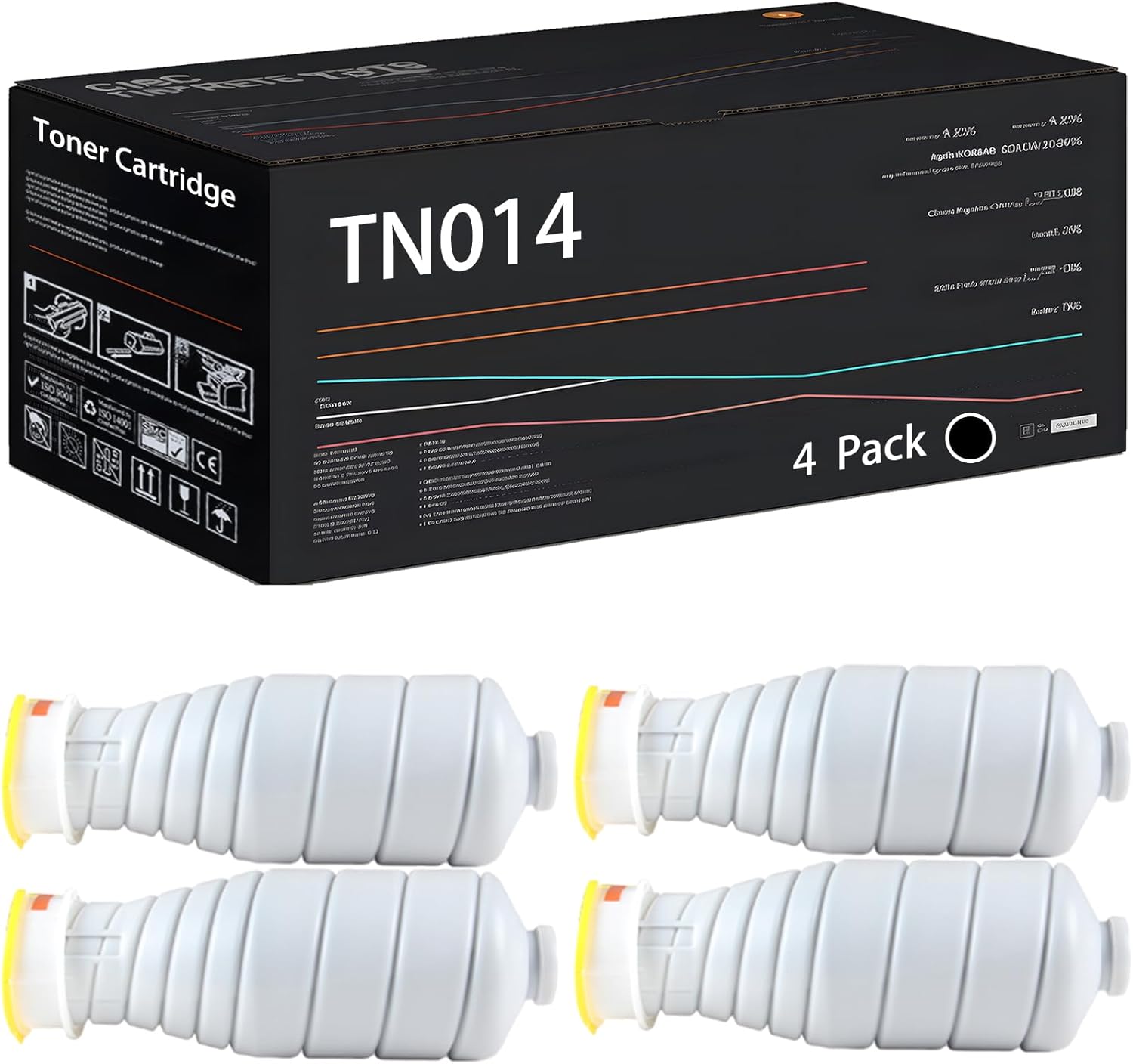 UVUMB Compatible with Konica Minolta TN014 Toner Cartridge Work for Konica Minolta bizhub Press 1250 1250P 2250P Printers, with Chip, High Yield 137000 Pages, High-Definition Printing (4 Pack Black)