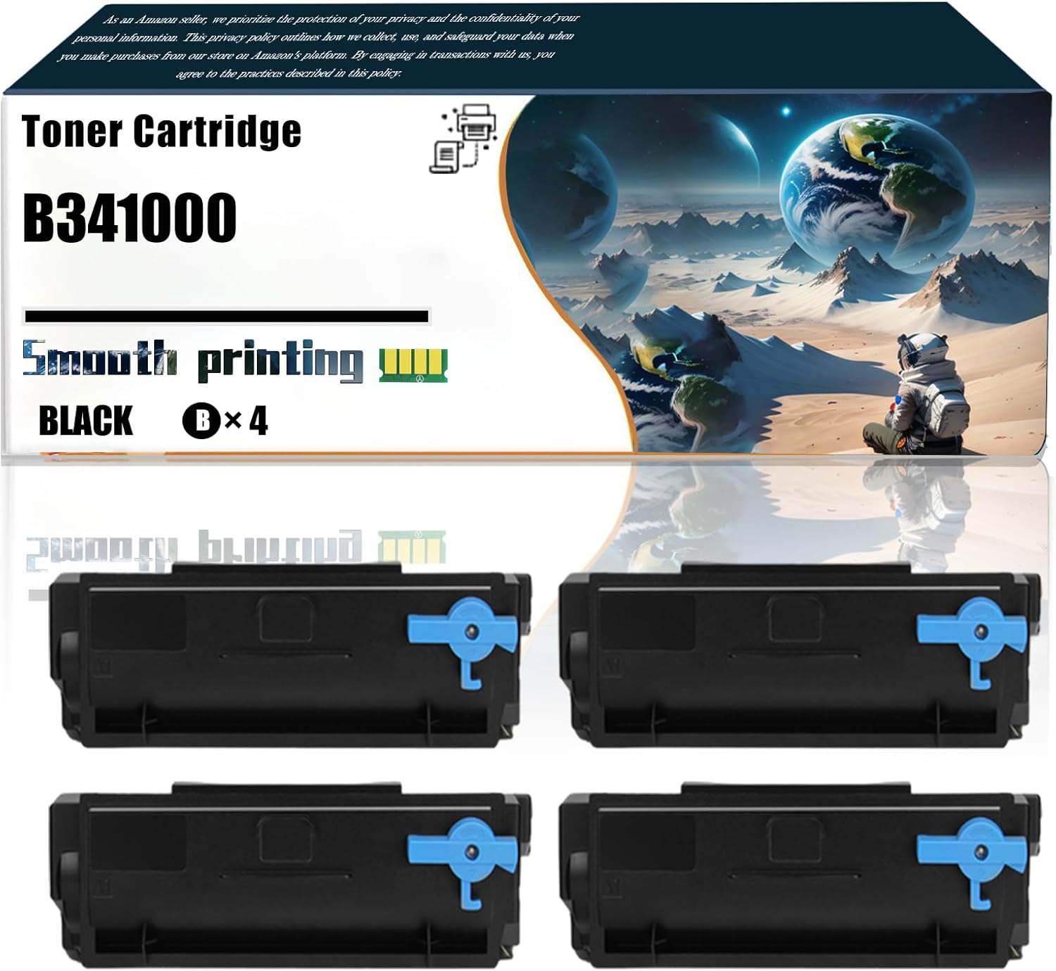Replacement Parts Toner Cartridge B341000 Compatible with Lexmark B3340dw B3442dw MB3442adw MB3442i Printer, Contains Chip and Clear Printing (4 Pack Black)