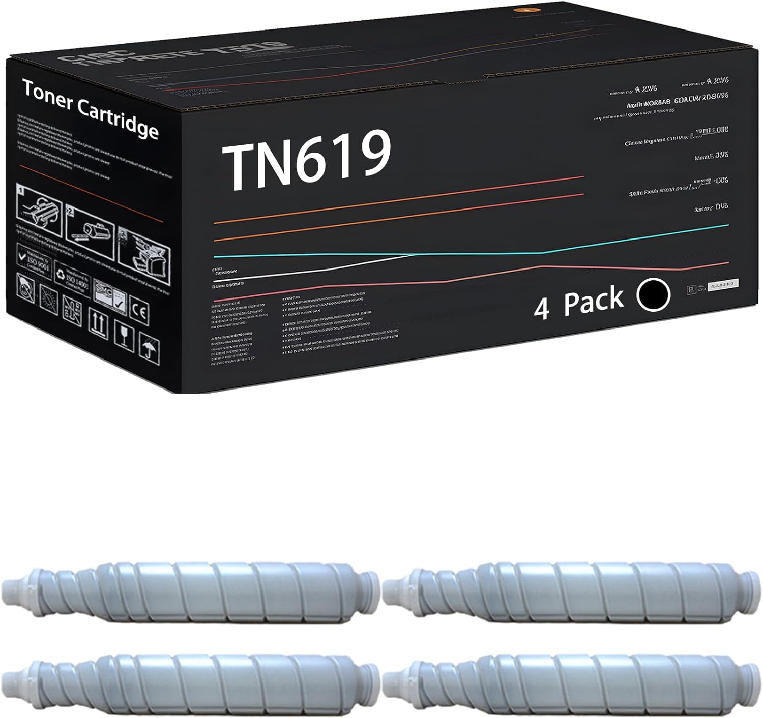 UVUMB Compatible with Konica Minolta TN619 Toner Cartridge Work for Konica Minolta AccurioPress C2060 C2070 C3080 C3080P C4070 C4080 bizhub Press C1060 Printers (4 Pack Black)