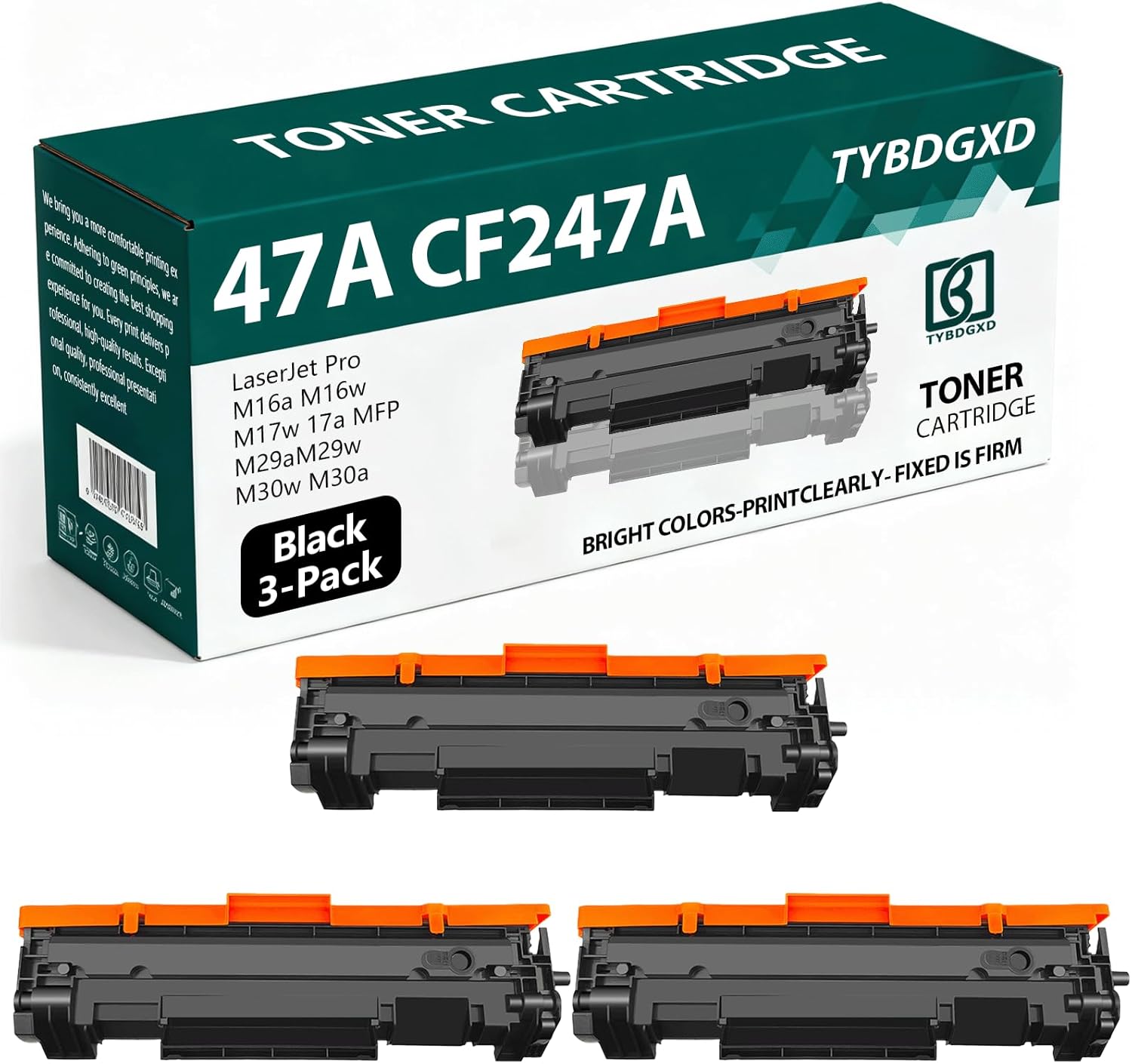TYBDGXD 47A CF247A High Yield Black 1,400 Pages Toner Cartridge Compatible for HP Compatible Replacement for HP LaserJet Pro M16a M16w M17w 17a MFP M29a M29w M30w M30a Printers,3-Pack