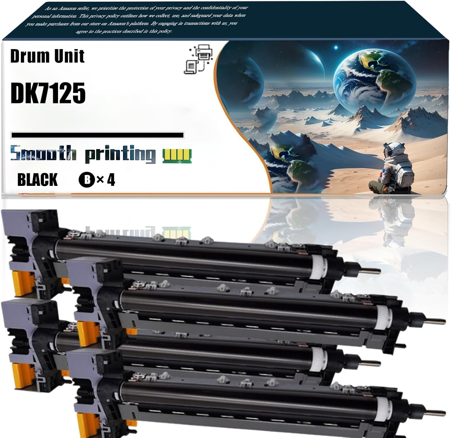 LSSF Replacement Parts Drum Unit DK7125 Compatible with Kyocera TASKalfa 3212i TASKalfa 4012i TASKalfa MZ3200i TASKalfa MZ4000i Printers, Contains Chip and Clear Printing (4 Pack Black)