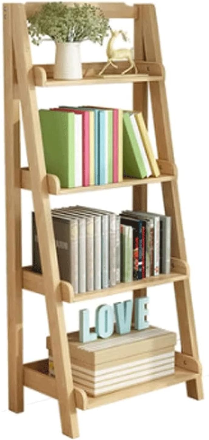 PAASHE Trapezoidal Bookshelf Solid Wood Bookcase Living Room Bedroom Home Office Rack Bookcase Storage Display Cabinet Bookshelves