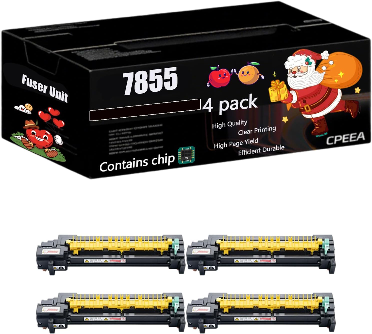 Compatible for Xerox 7855 Fuser Unit Work for Xerox WorkCentre 7545 7556 7845 7855 Printers, with Chip, High Yield 350000 Pages, Clear Printing (4 Pack Black)