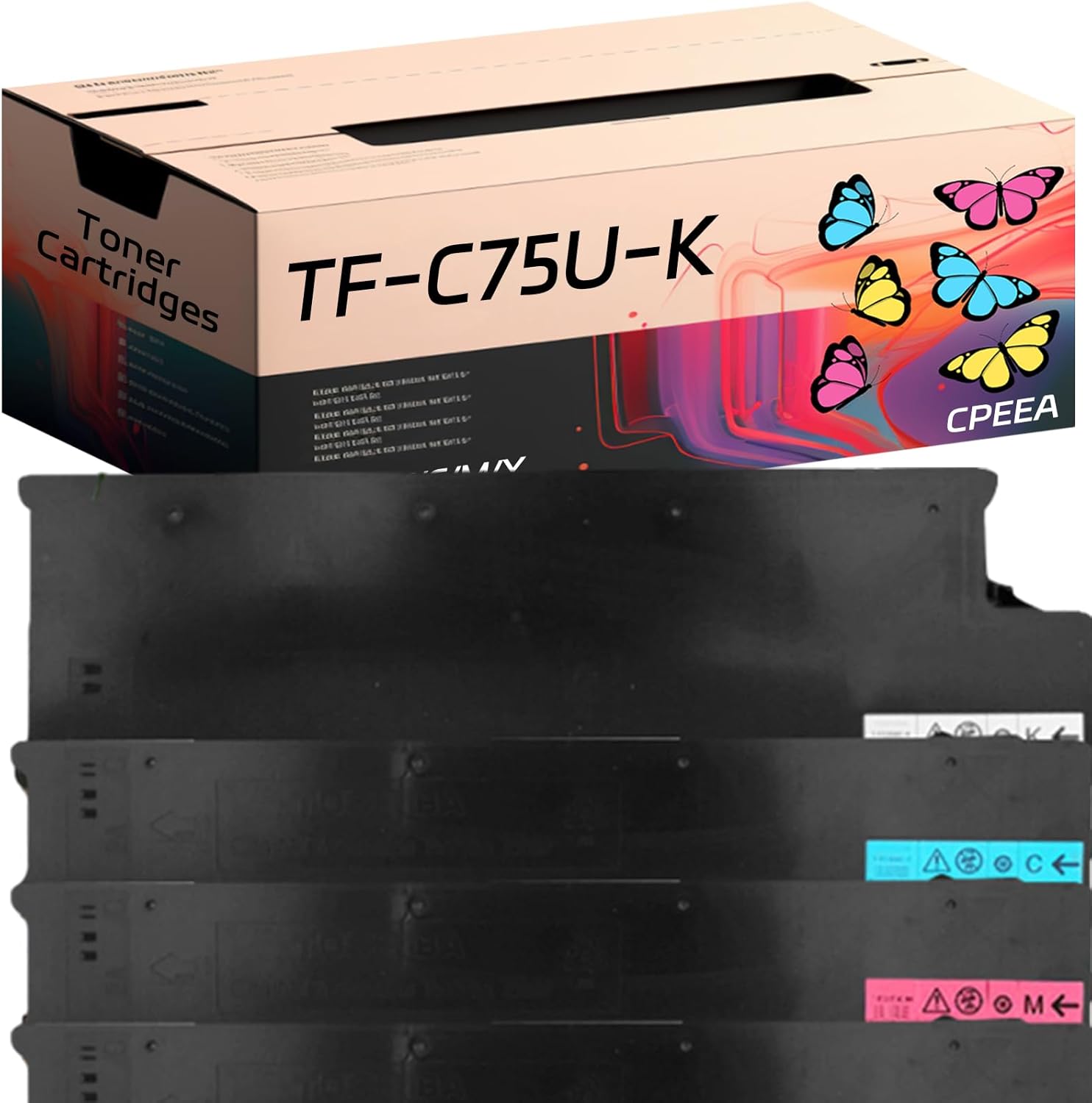 CPEEA Compatible for Toshiba TF-C75U-K T-FC75U-C T-FC75U-M T-FC75U-Y Toner Cartridges Work for Toshiba E Studio 5560CG 6560C 6570C Printers (4-Pack BK/C/M/Y)