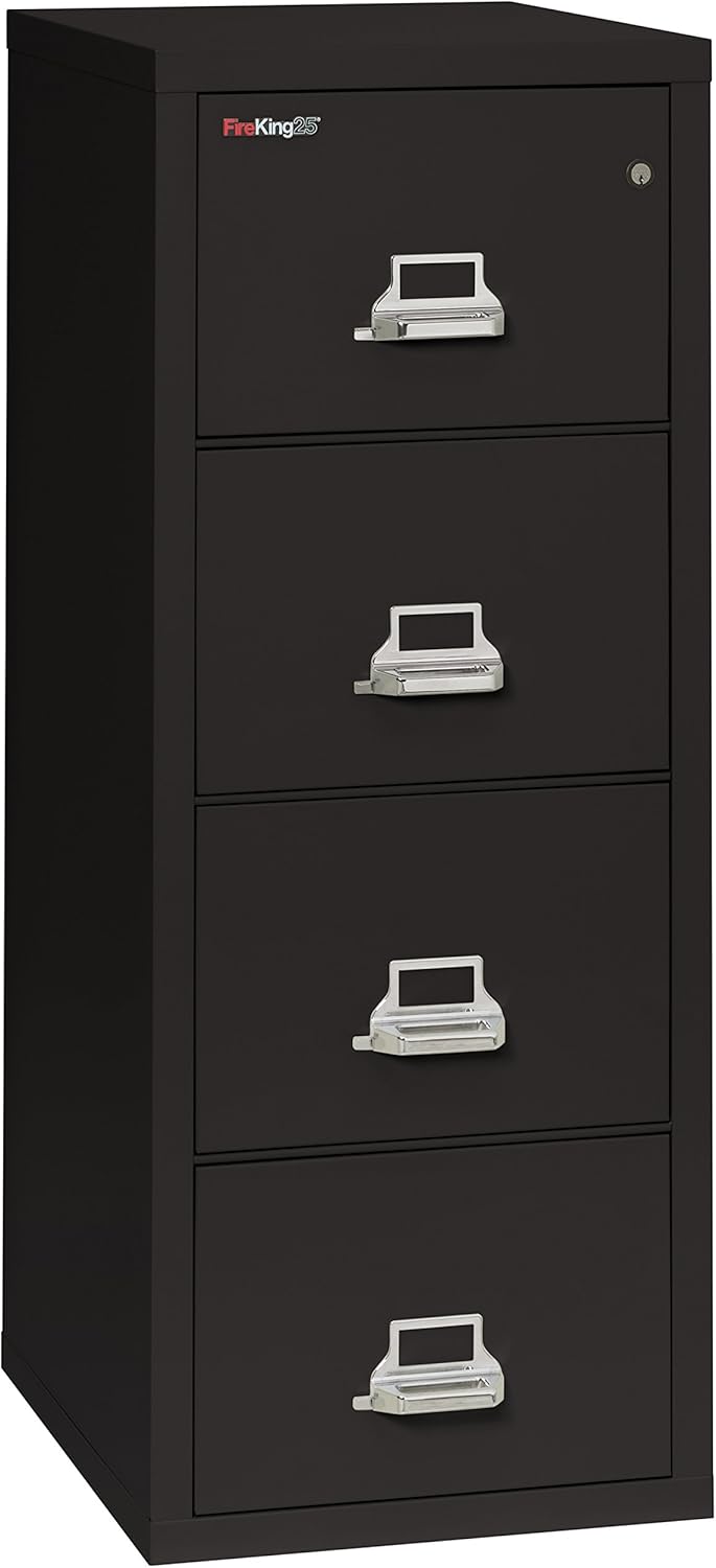 Fireproof Vertical File Cabinet, 4 Legal Sized Drawers, 52.25in H x 20.81in W x 25.06in D, Made in The USA