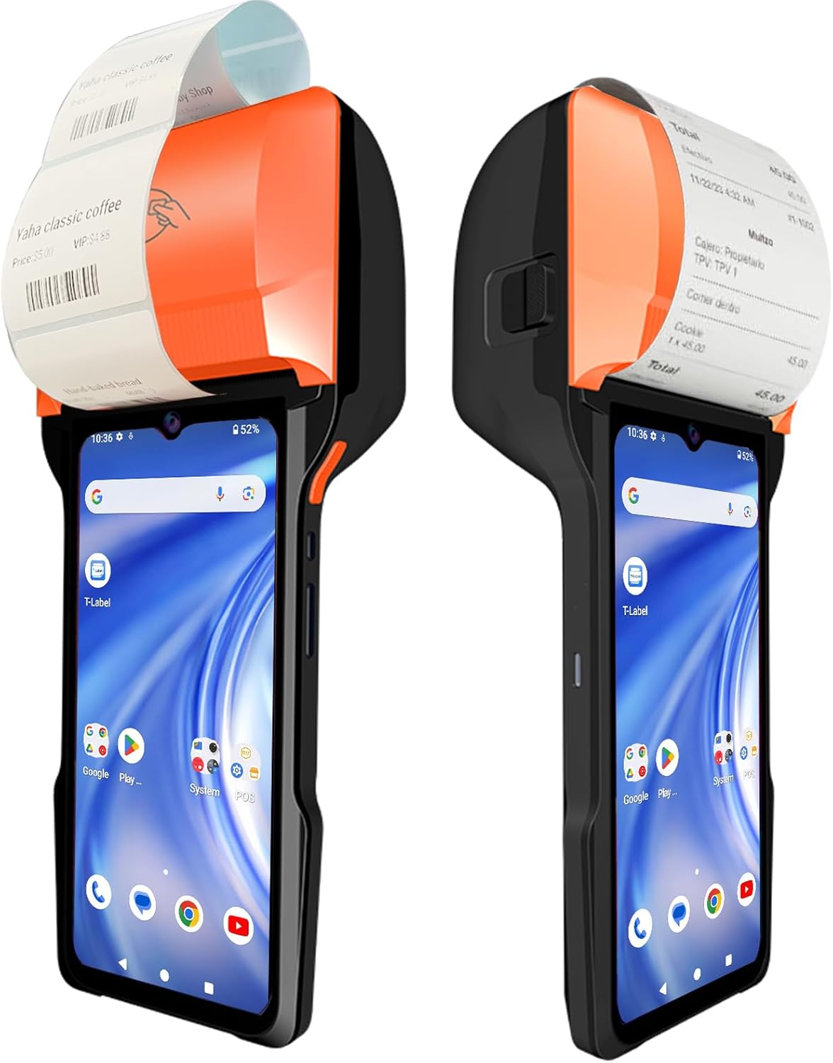 POS PDA Receipt/Label Printer,Symcode Android 14 Handheld POS Printer 3GB+32GB with 2D Barcode Scanner with NFC Reader,Wifi/Gps/BT/5G Full Network Connection 6.5