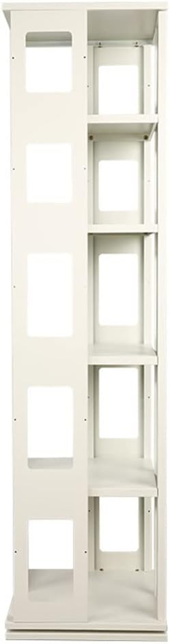 Steel Rotating Bookshelf, 360 Degree Rotating Chassis, Bookcase Organizer, Thickened Cold-Rolled Steel Plate, Home Living Room Children's Floor Shelves (Color : White, Size : 42 * 42 * 158.2cm)