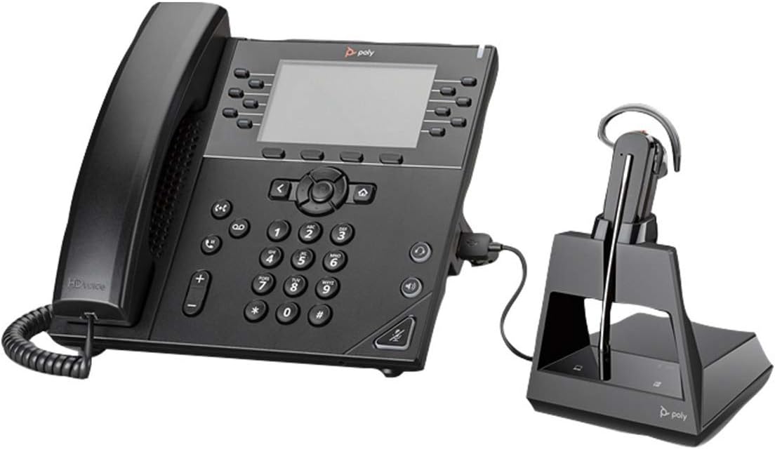 Plantronics - Voyager 4245 Office (Poly) - Bluetooth Convertible Headset with 3 Wearing Styles - Connect to PC/Mac, Mobile & Desk Phone - Works with Teams, Zoom & More (Renewed)