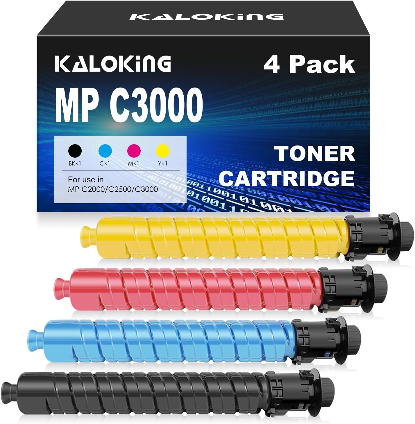 KALOKING Remanufactured MP C3000/DSC520 4 Pack High Capacity Toner Cartridge Replacement for Ricoh 888636 888637 888638 888639 for MP C2500 C2000 C3000 DSC525 DSC530 LD425C LD430C Printer