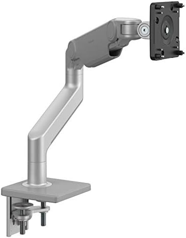 Humanscale M8.1 Adjustable Monitor Arm with Two Piece Clamp Mount and Base - Silver M81CMSBTB