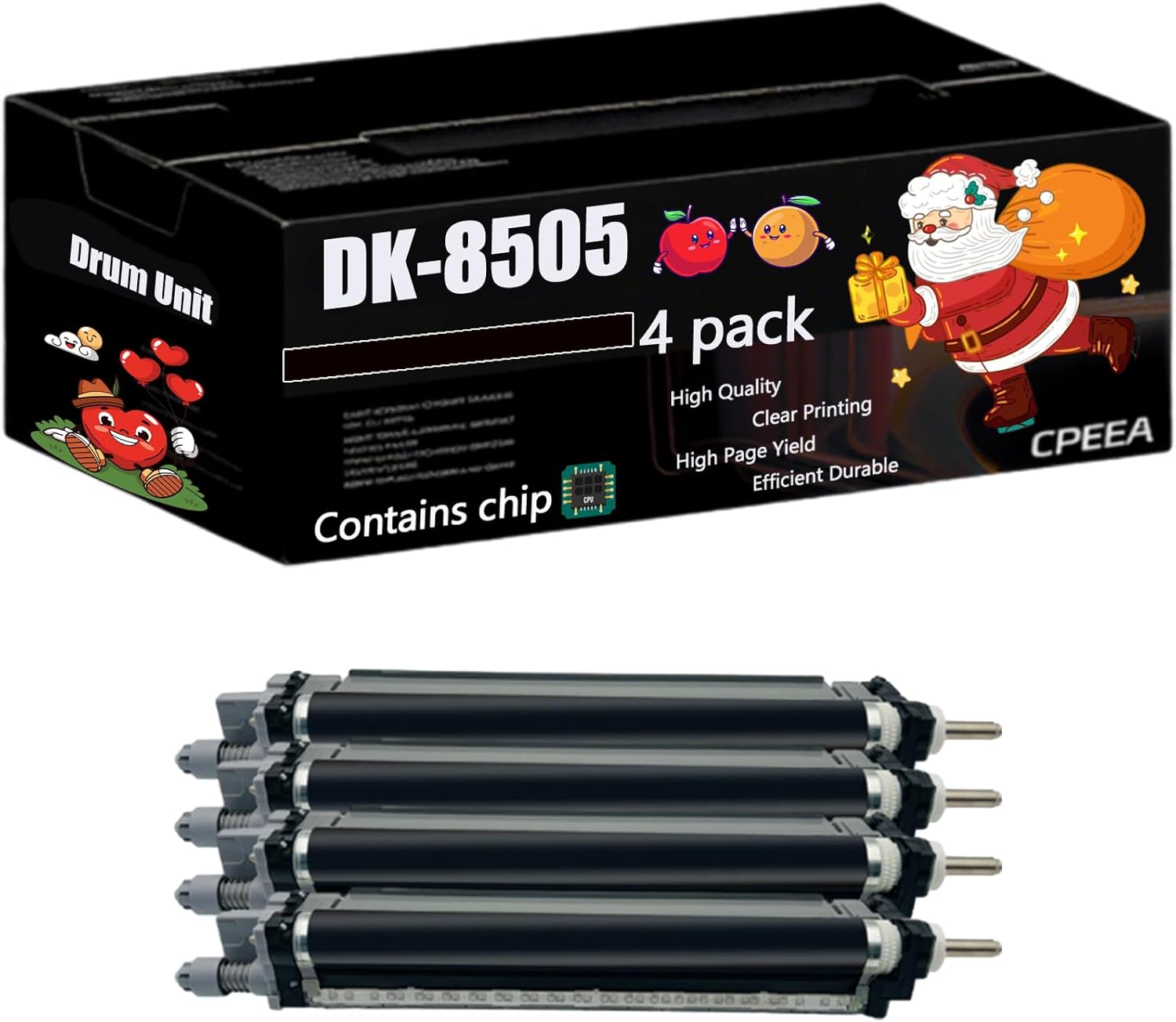 Compatible for Kyocera DK-8505 Drum Unit Work for Kyocera TASKalfa 3050ci 3550ci 3551ci 4550ci 4551ci 5550ci 5551ci Printers, with Chip, High Yield 90000 Pages, Clear Printing (4 Pack Black)