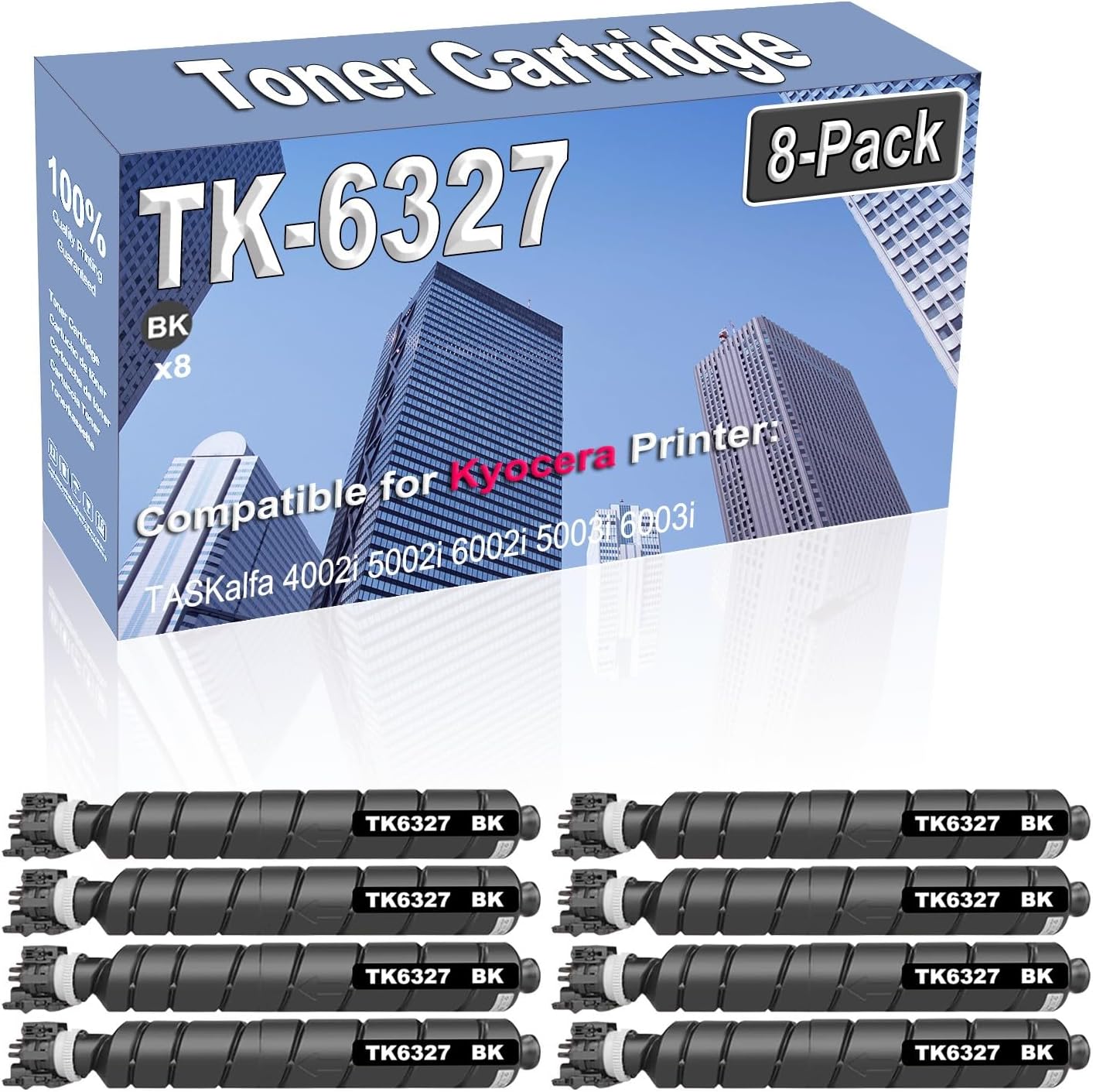 Credibility Store 8-Pack Compatible High Capacity TK6327 TK-6327 TK-6327K 1T02NK0US0 Printer Cartridge use for Kyocera TASKalfa 4002i 5002i 6002i 5003i 6003i Toner Cartridge (Black)