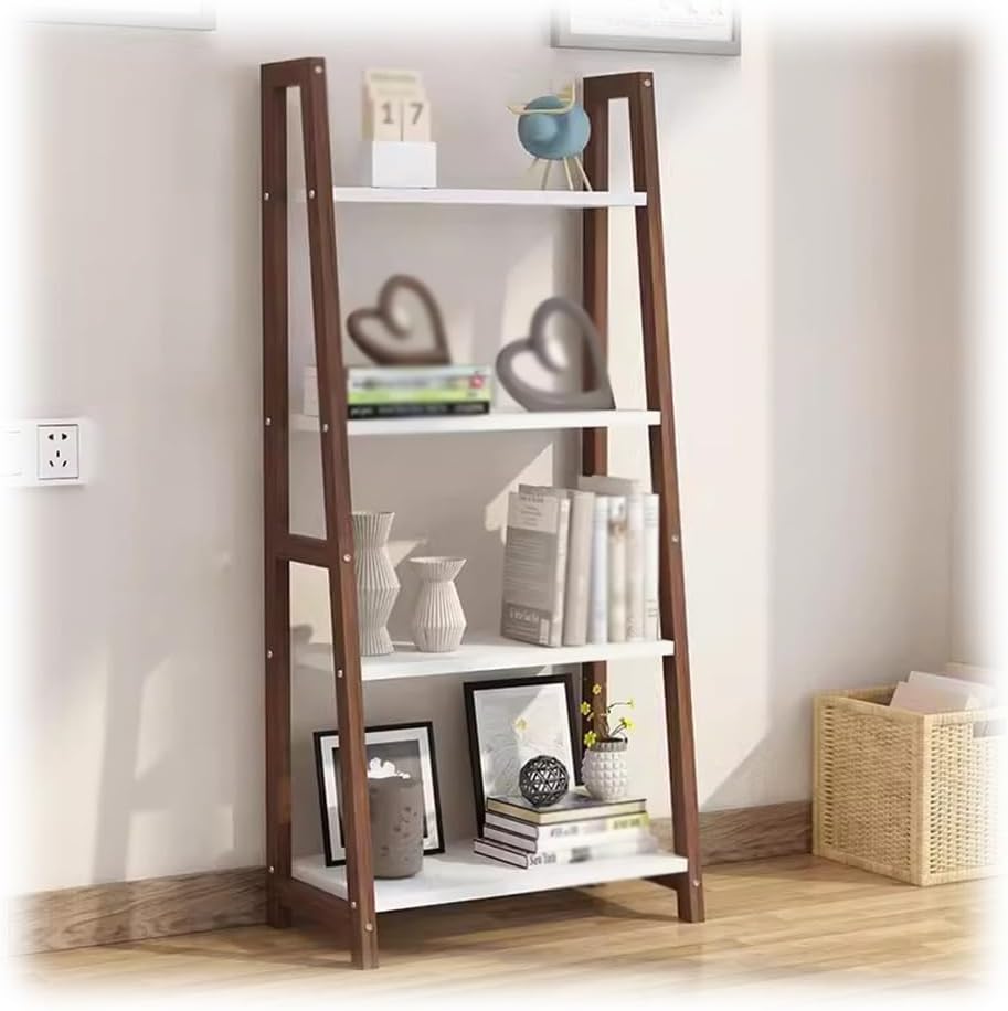 Floor Bookshelf Display Rack 3/4 Tier Waterproof Ladder Shelf Bookcase Unit Storage Organizer Stand Flower Plant Stand Freestanding Cabinet Floor Cupboard ( Color : Brown , Size : 70x110x30cm )