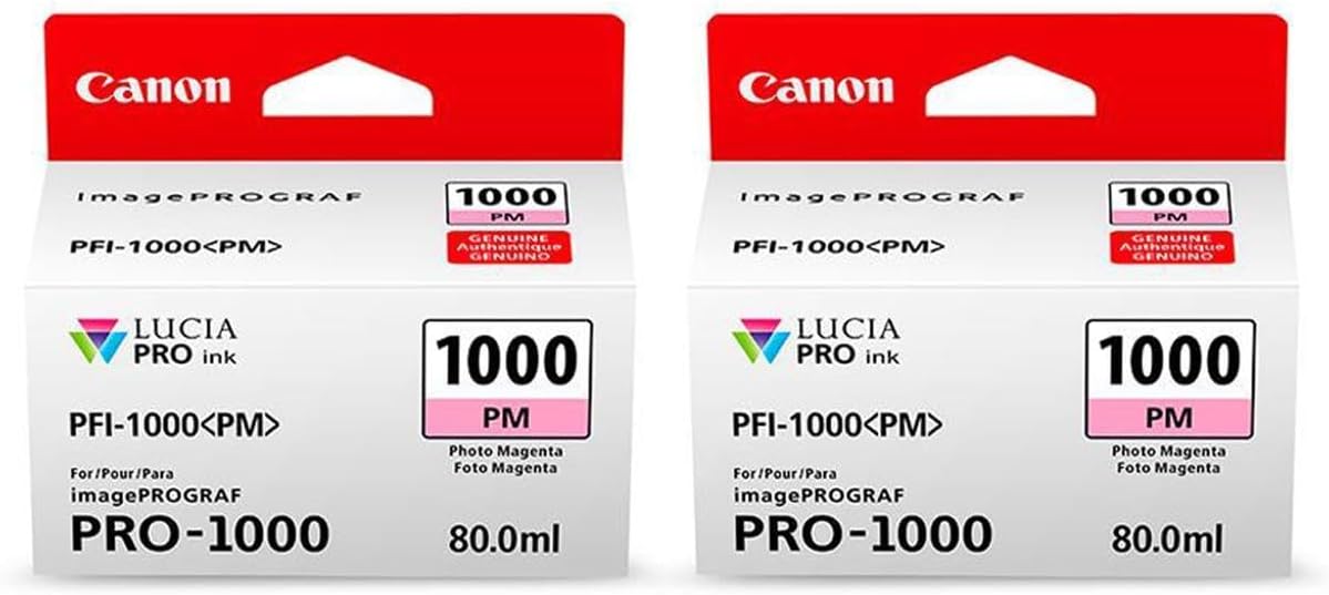 Canon 2 Pack PFI-1000PM Photo Magenta LUCIA PRO ink for imagePROGRAF PRO-1000