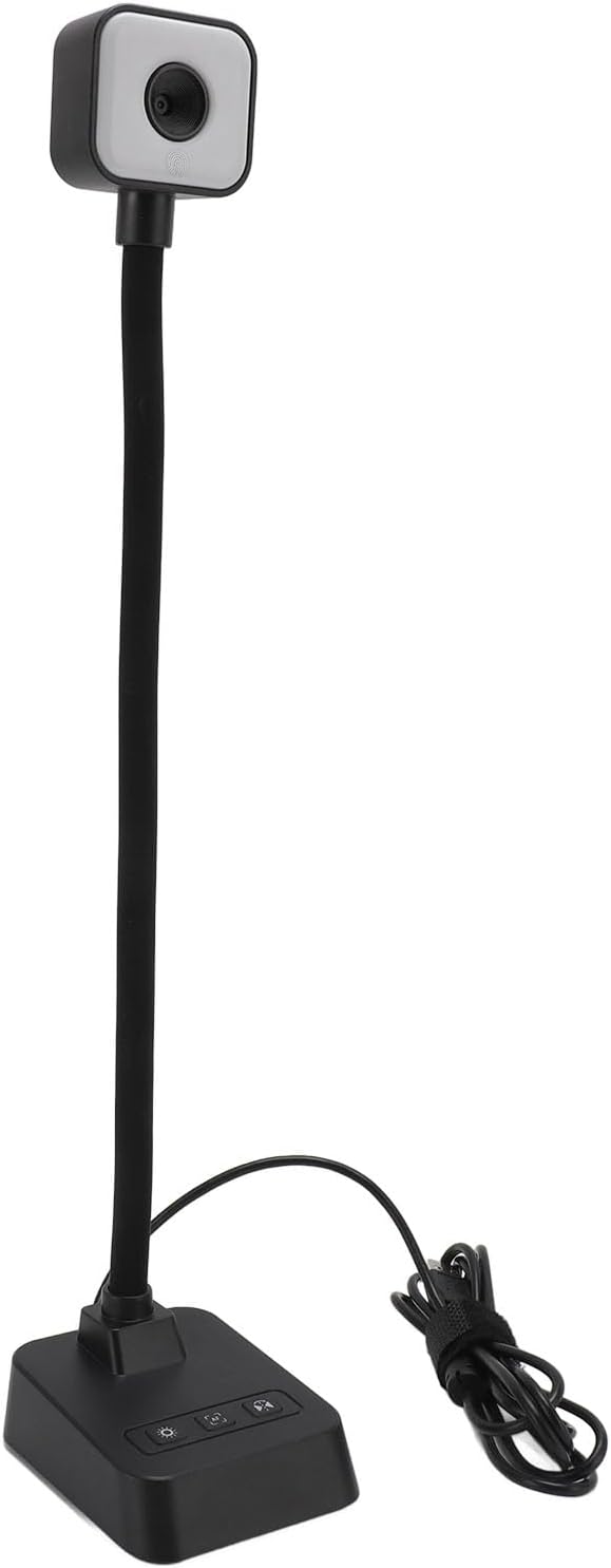 13MP HD USB Document Camera with Built in Microphone, Flexible Auto LED Webcam, Wide Angle 90 Degrees Hose for Video Conferencing Webcasting Document Scanning