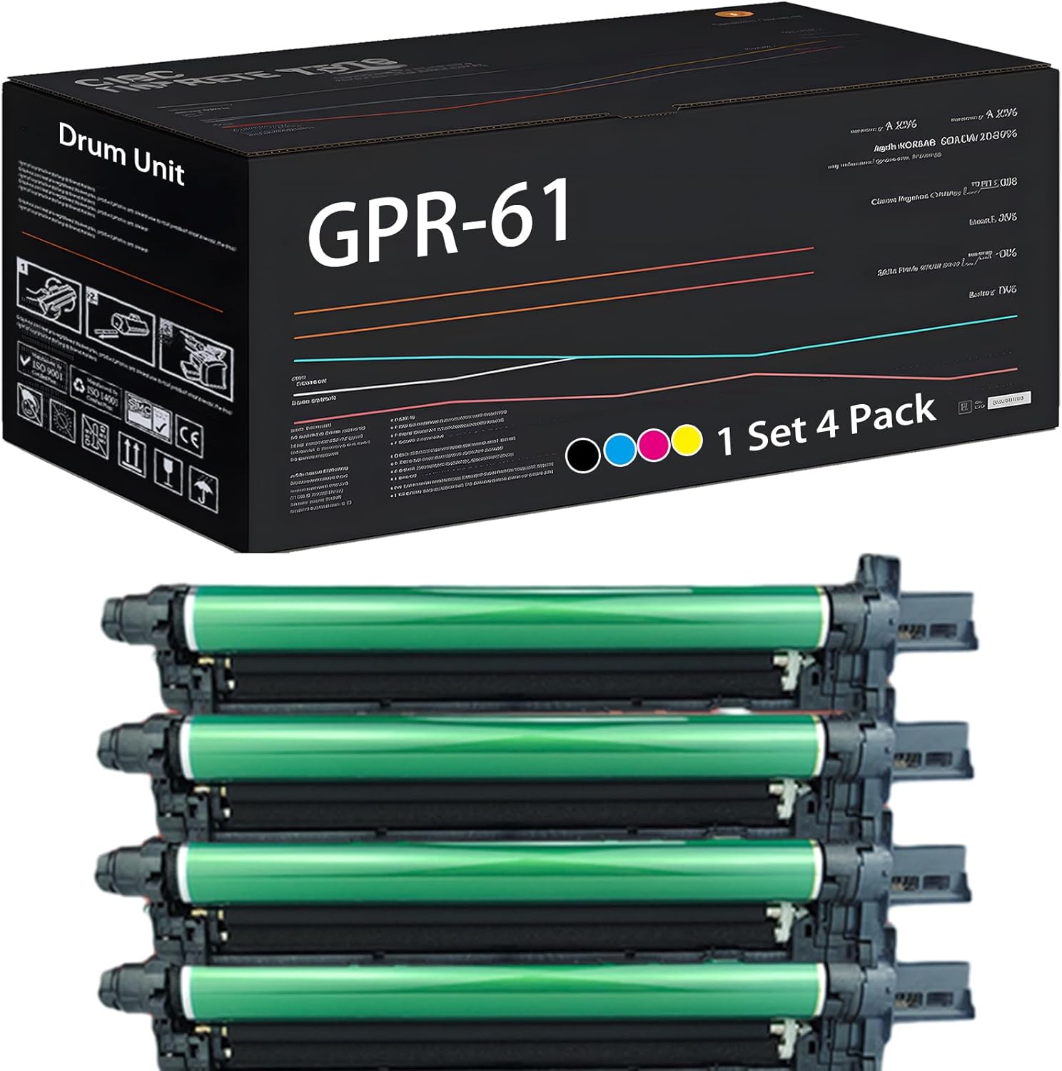 UVUMB Compatible with Canon GPR-61 3770C003 3770C003 GPR61 Drum Unit Work for Canon imageRUNNER Advance DX C5840i C5850i C5860i Printers (4-Pack BK/C/M/Y)