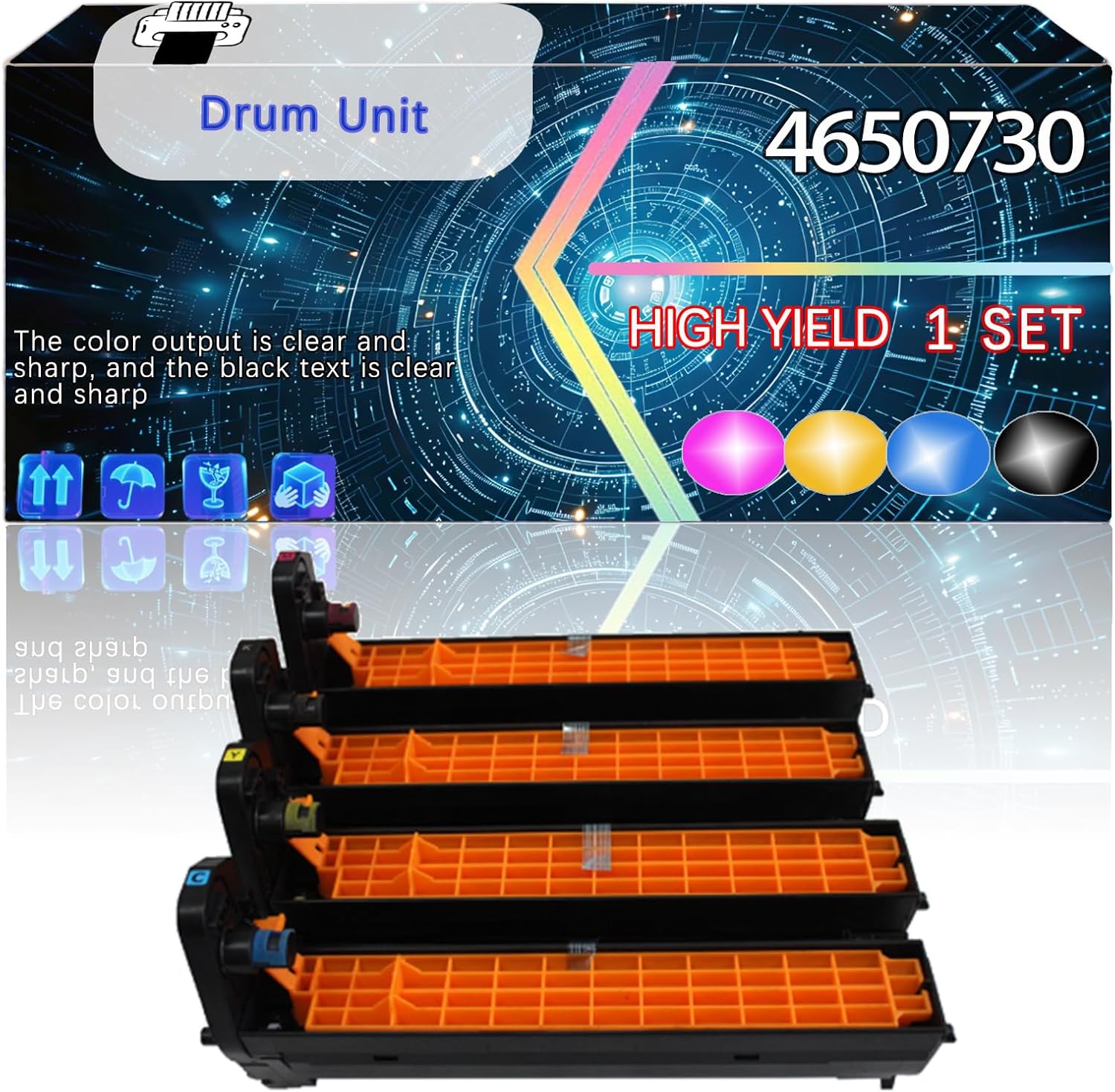 CEECN 46507304 46507303 46507302 46507301 Compatible for Okidata OKI C612 C612n C612dn Printers, Replacement Drum Unit High Yield Printer Accessories (4-Pack BK/C/M/Y)