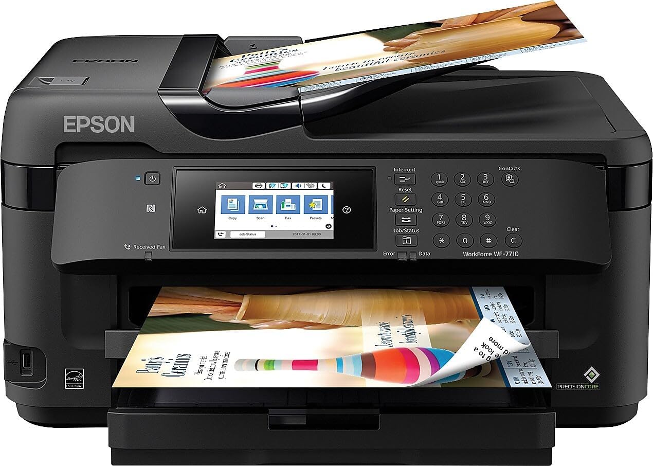 WorkForce WF-7710 Wireless Wide-format Color Inkjet Printer with Copy, Scan, Fax, Wi-Fi Direct and Ethernet, Amazon Dash Replenishment Ready