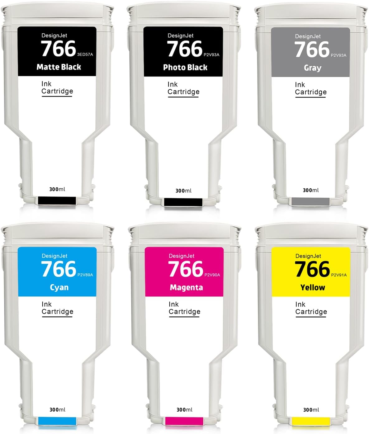 SUPERYILED 766 Ink Cartridges 6Pack Replacement for HP 766 Ink Cartridges Compatible with DesignJet XL3600 Printer (6-Pack, 300ML)