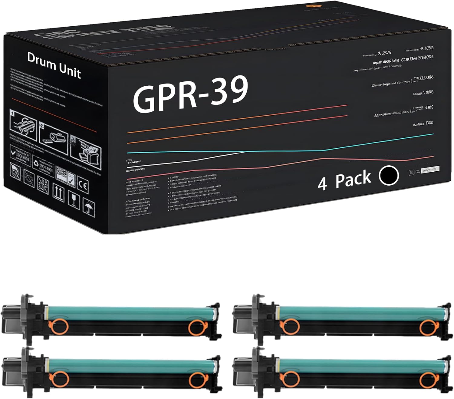 UVUMB Compatible with Canon GPR-39 GPR39 Drum Unit Work for Canon ImageRUNNER 1730 1730iF 1740 1740iF 1750 1750iF 400iF Printers (4 Pack Black)