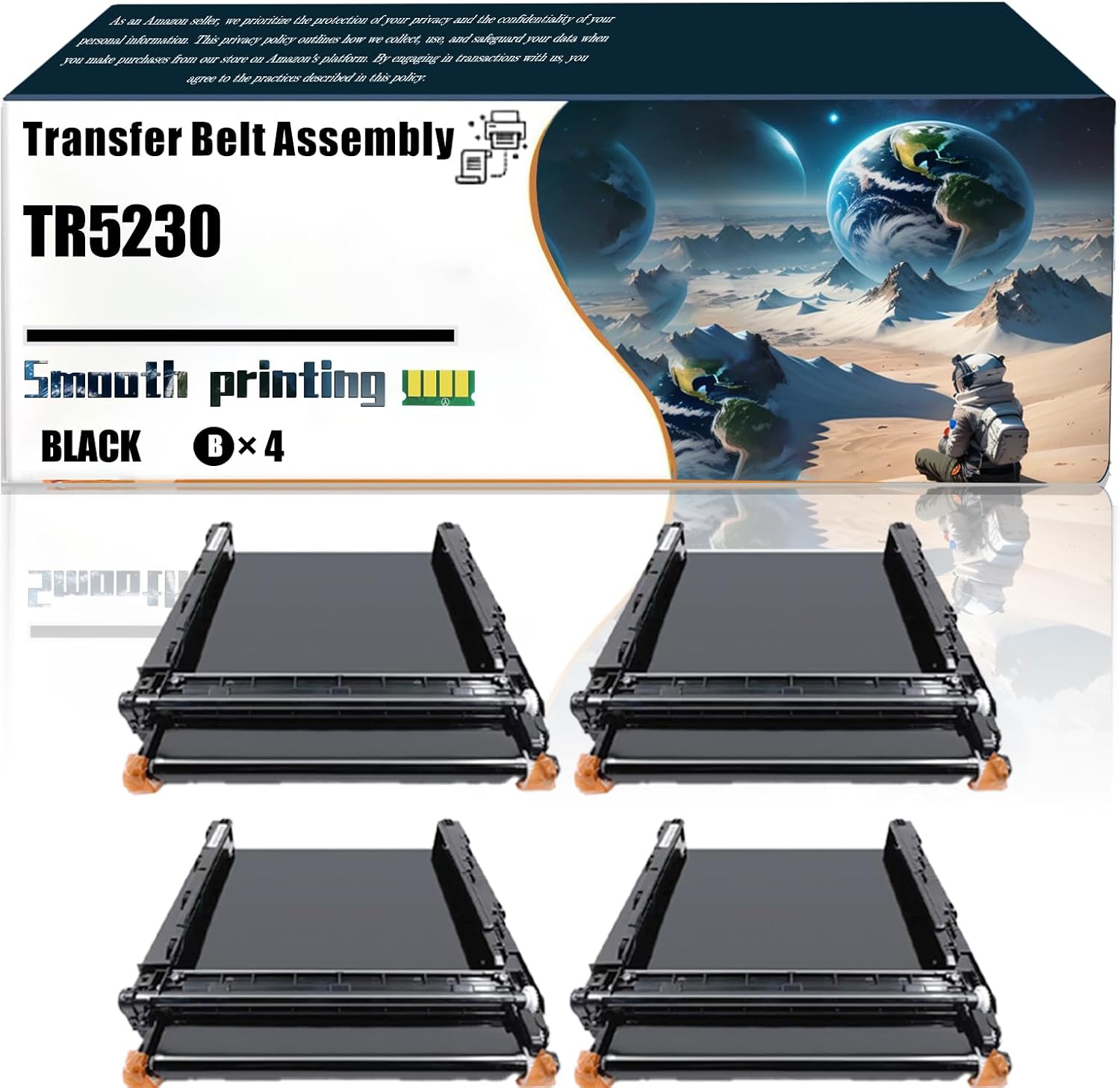 LSSF Replacement Parts Transfer Belt Assembly TR5230 Compatible with Kyocera ECOSYS M5521cdw M5526cdw MA2100cwfx P5021cdw P5026cdw Printers, Contains Chip and Clear Printing (4 Pack Black)