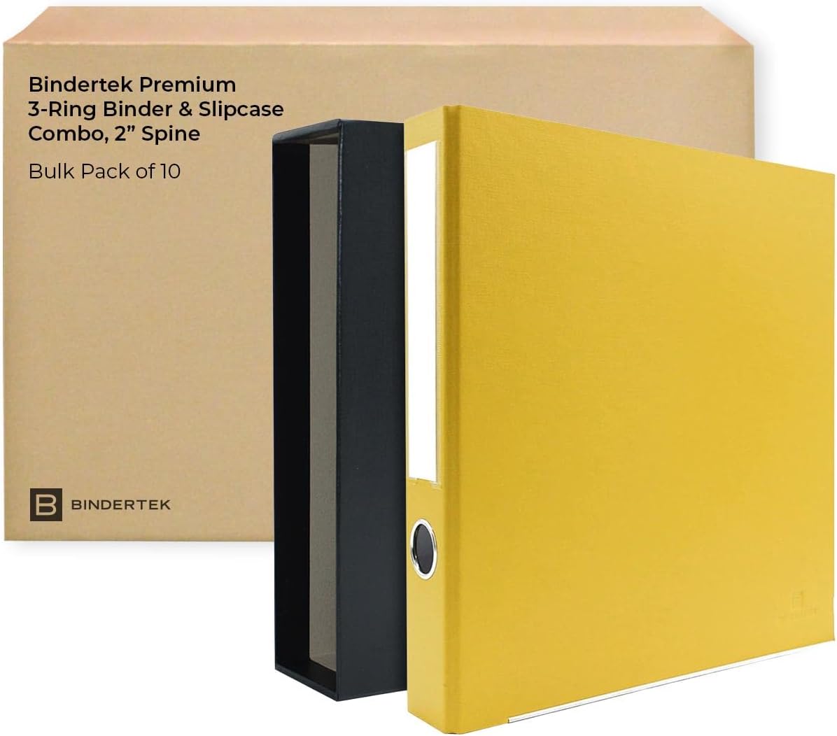 3-Ring Premium Binder & Slip Case Combo, Pack of 10 - Yellow, 2