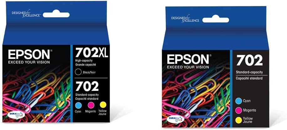 Epson T702 DURABrite Ultra Ink High Capacity Black & Standard Color Cartridge Combo Pack (T702XL-BCS) & T702 DURABrite Ultra Ink Standard Capacity Color Combo Pack (T702520-S)