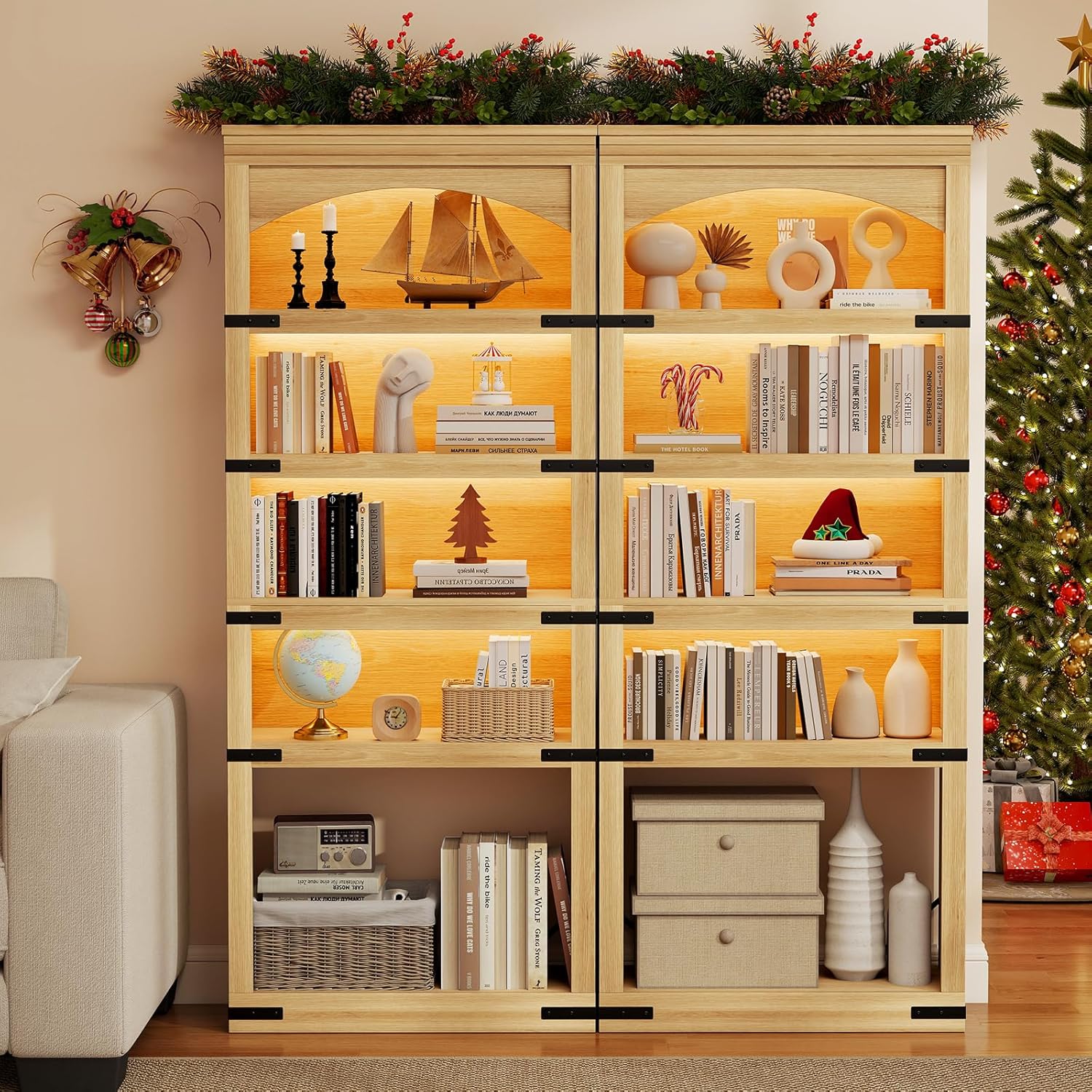 BREEZEHEAT 5-Tier Arched Bookcase Set of 2, 70