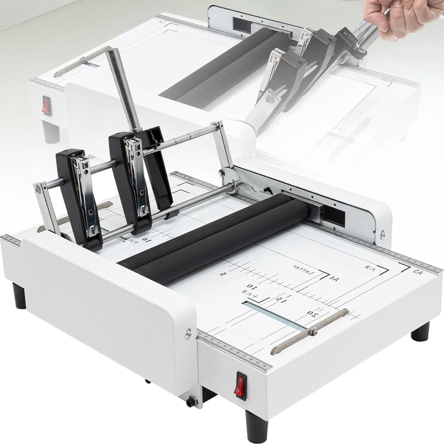 A3 Folding Binding Machine, Made of High-Quality Steel and Silicone, Folding Staple Book Binding Machine Multi-Functional Bindingr for Printing Factories and Schools 5nails