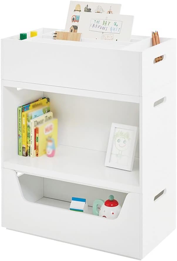 Simple Bookshelf Stackable Bedside Rack with Handle Magazine Book Storage Rack Can Be Placed Bay Window Office Bedroom Dormitory Bookcase/Bookshelves