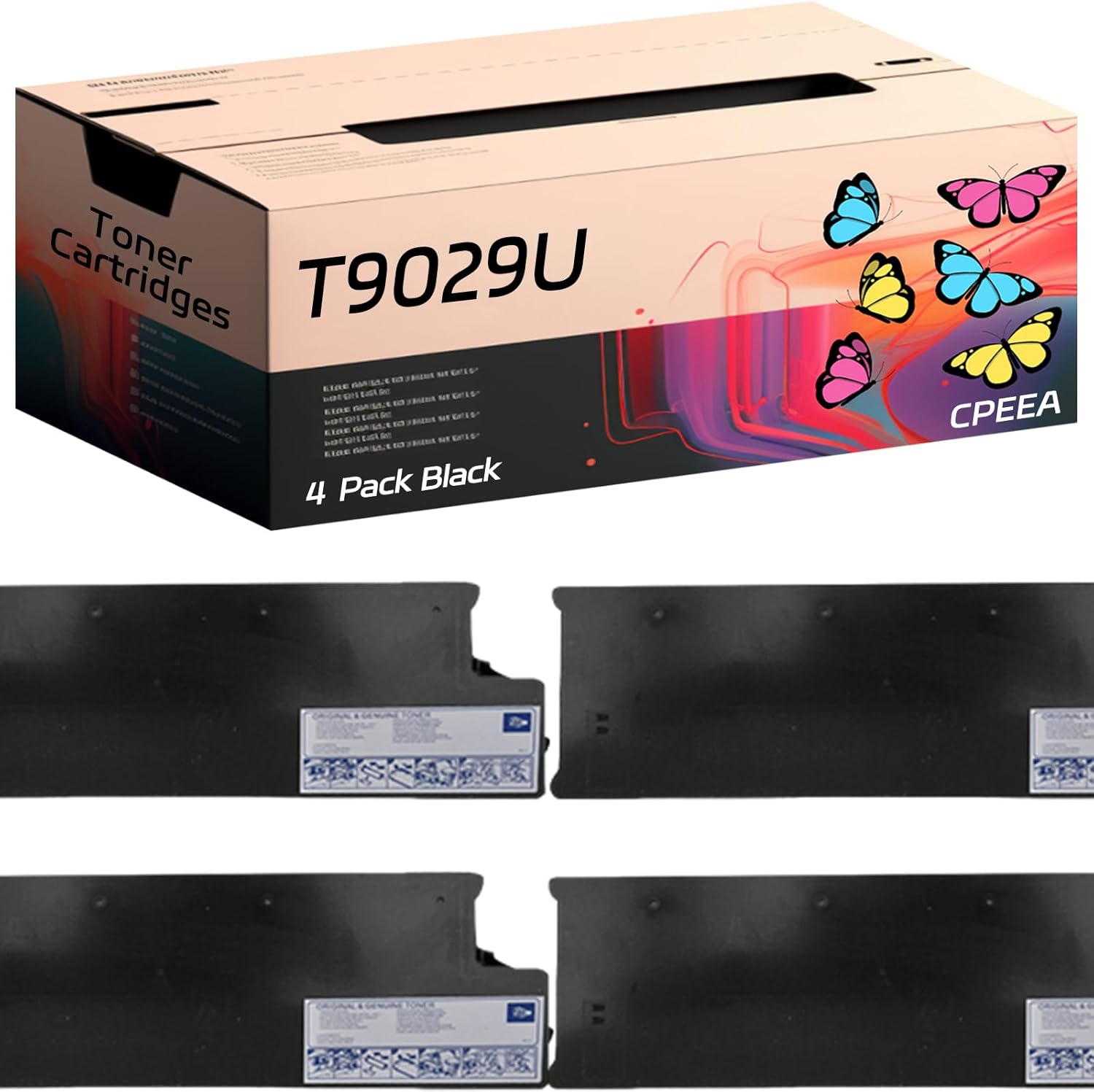 Compatible for Toshiba T9029U Toner Cartridges Work for Toshiba E Studio 9029A Printers, with Chip, High Yield 206600 Pages, Clear Printing (4 Pack Black)