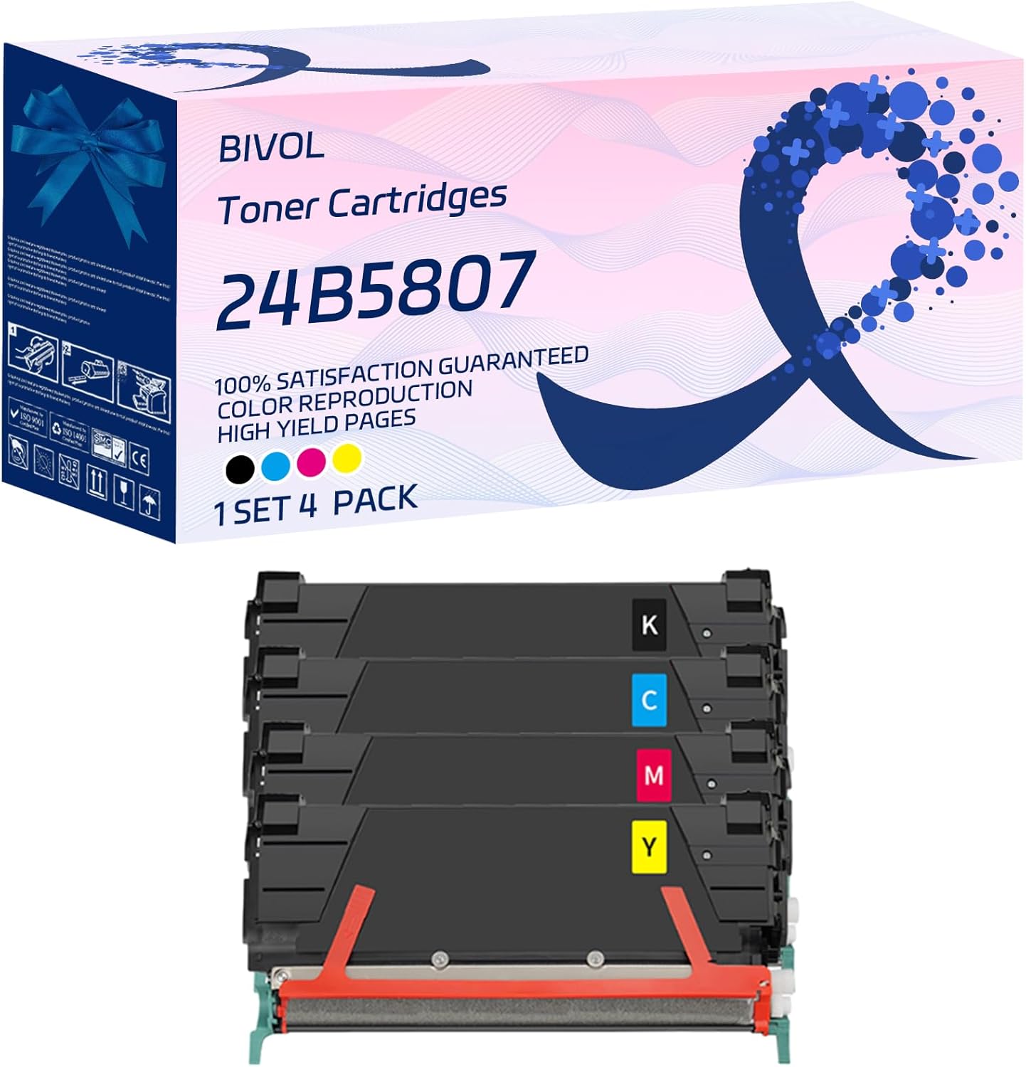 Compatible for IBM 24B5807 24B5804 24B5805 24B5806 Toner Cartridges Work for IBM Infoprint 1834DN 1834DW 1834N 1846 MFP 1856 MFP 1866 MFP Printers, with Chip, High Yield 13000 Pages (Multicolor)
