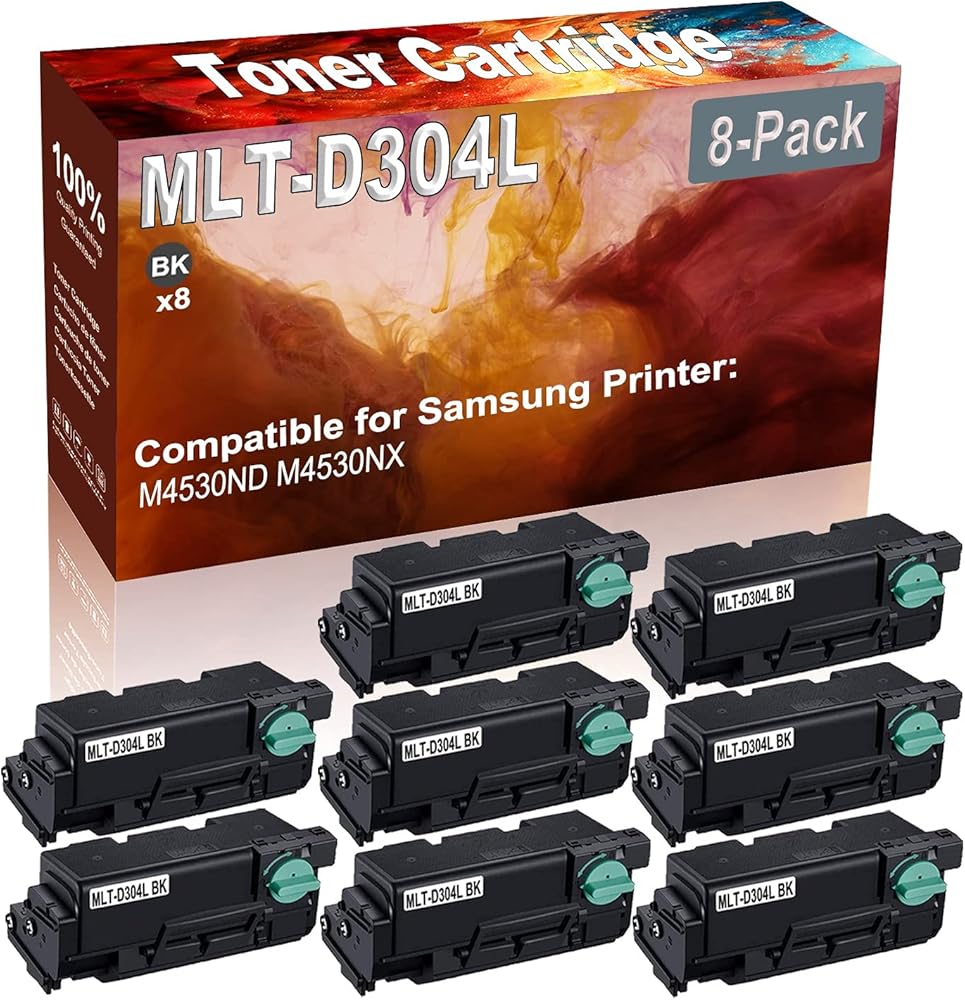 8-Pack (Black) Compatible High Yield MLT-D304L Printer Cartridge use for Samsung M4530ND M4530NX Printer