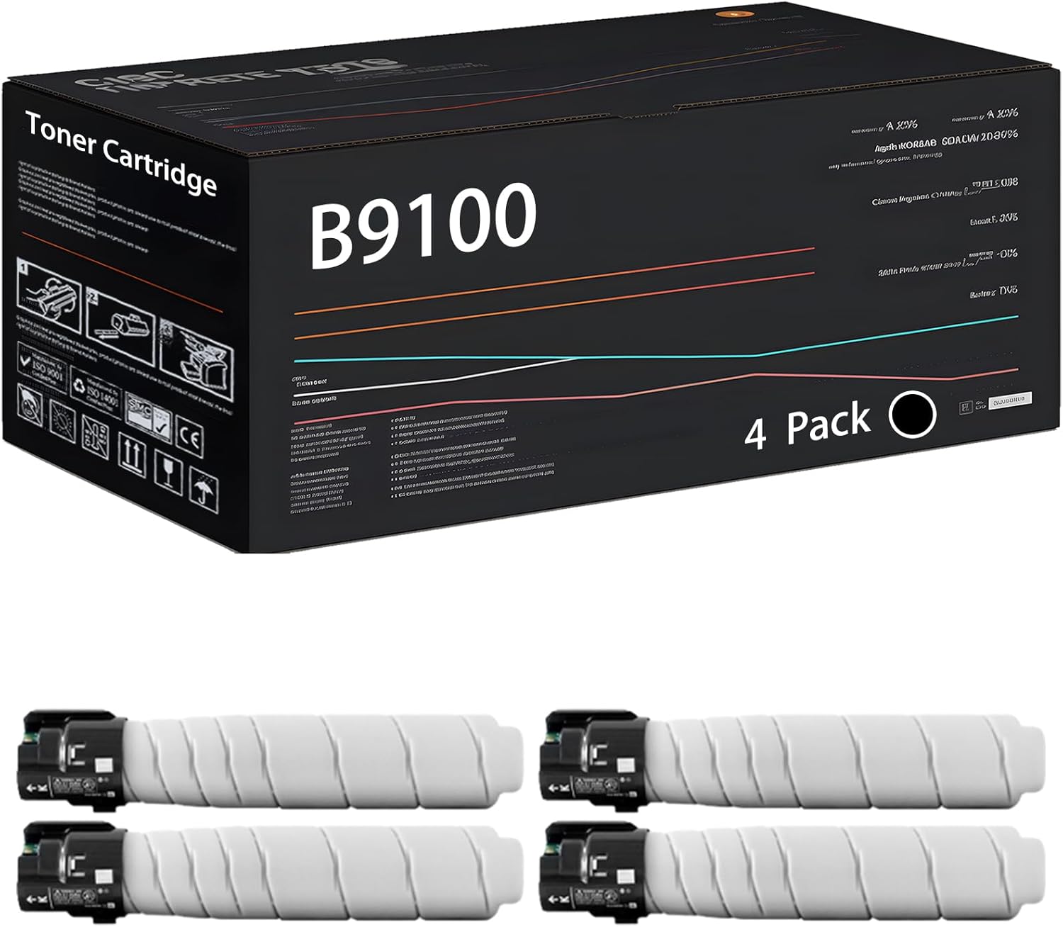 UVUMB Compatible with Xerox B9100 Toner Cartridge Work for Xerox PrimeLink B9110 PrimeLink B9125 PrimeLink B9136 Printers, with Chip, High Yield 71500 Pages, High-Definition Printing (4 Pack Black)