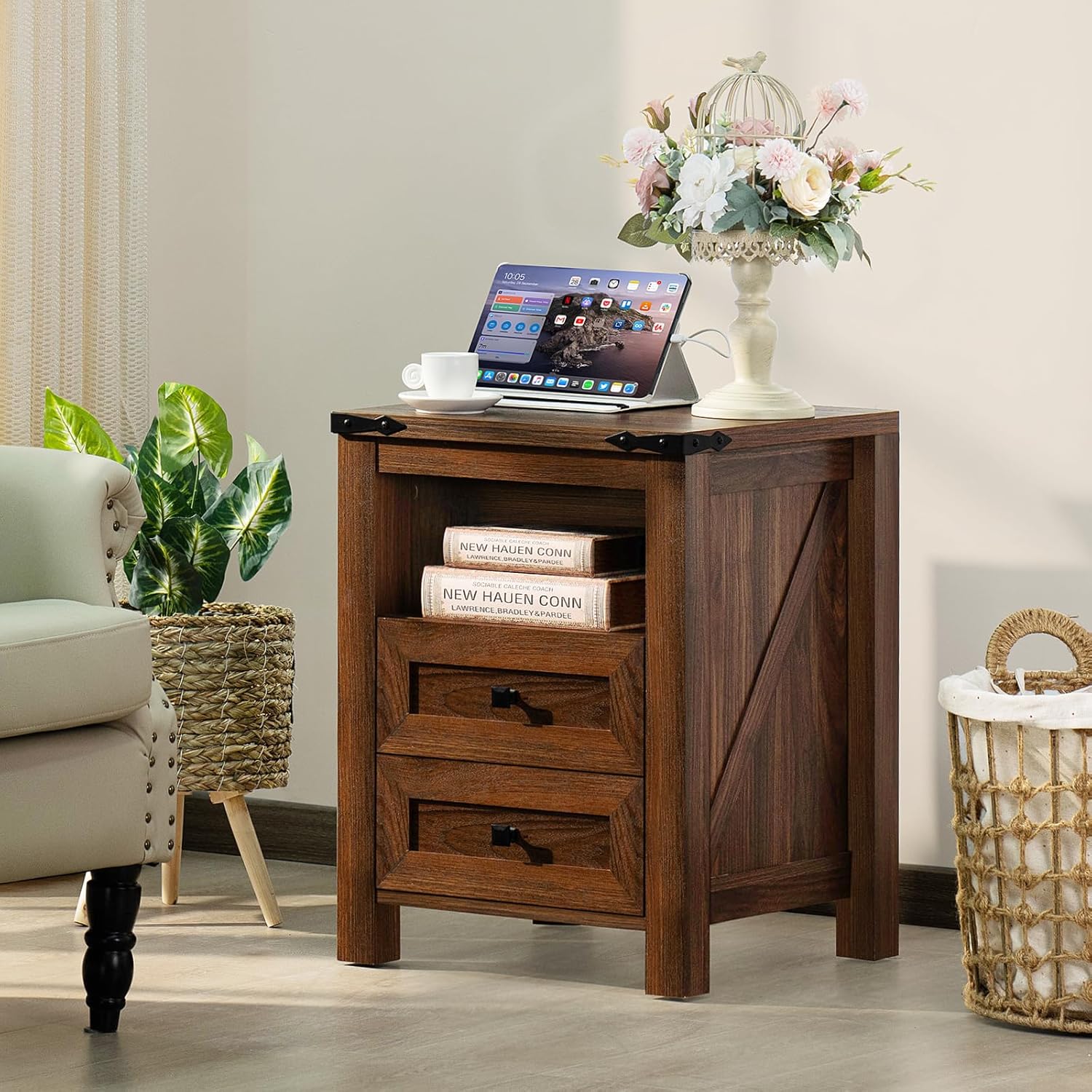 Joaxswe Nightstands Set of 2 with Charging Station