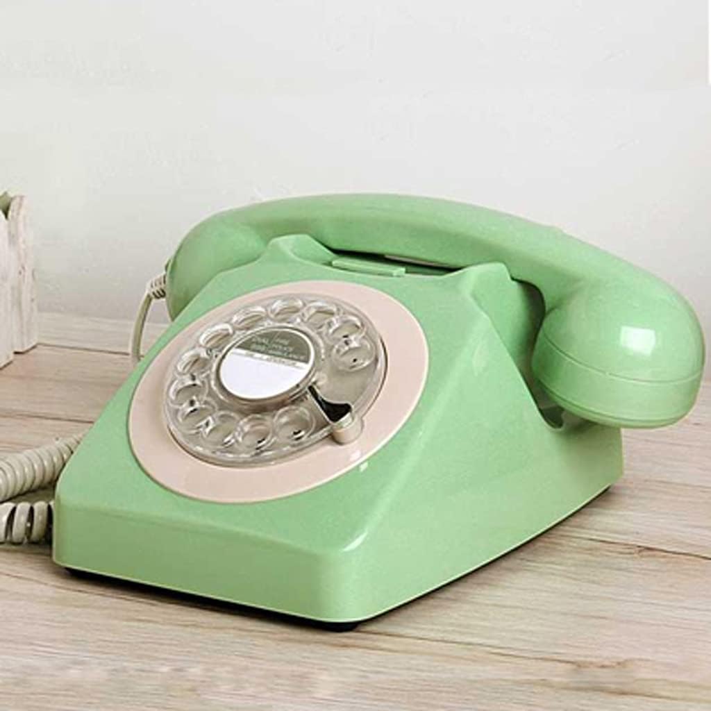 Europe Style Revolve Dial Vintage Landline Telephone Plastic Home Office Retro Wire Landline Fixed Phone (Color : A) (E)