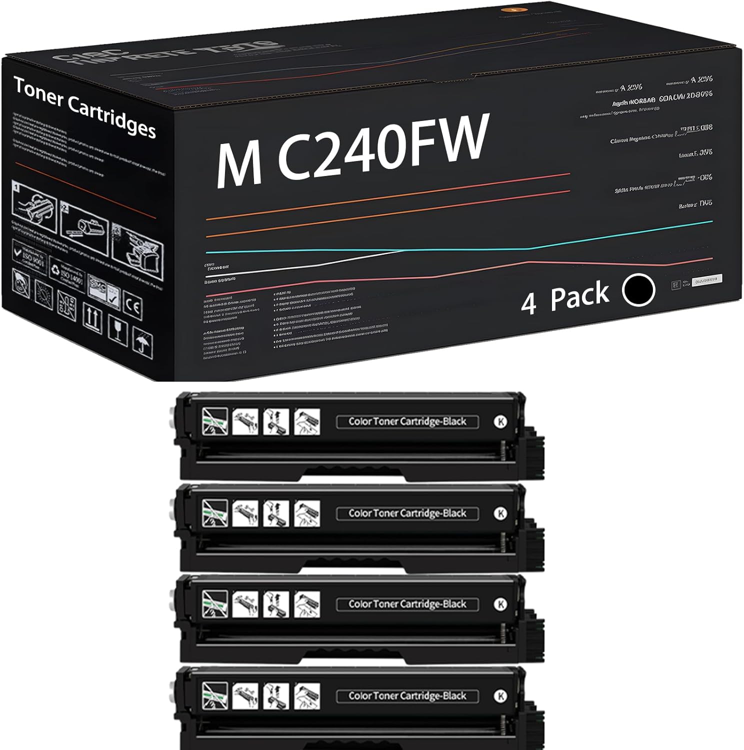 UVUMB Compatible with Ricoh M C240FW Toner Cartridges Work for Ricoh M C240FW Printers, with Chip, High Yield 4000 Pages, High-Definition Printing (4 Pack Black)