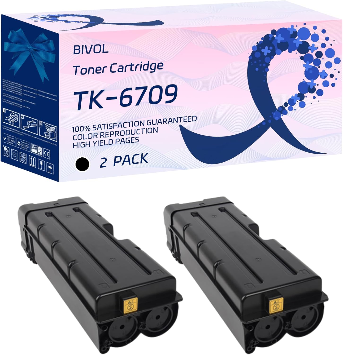 BIVOL TK-6709 Toner Cartridge Compatible for Copystar CS6500i CS6501i Printers, with Chip, High Yield 80000 Pages, Vivid Colors (2-Pack Black)