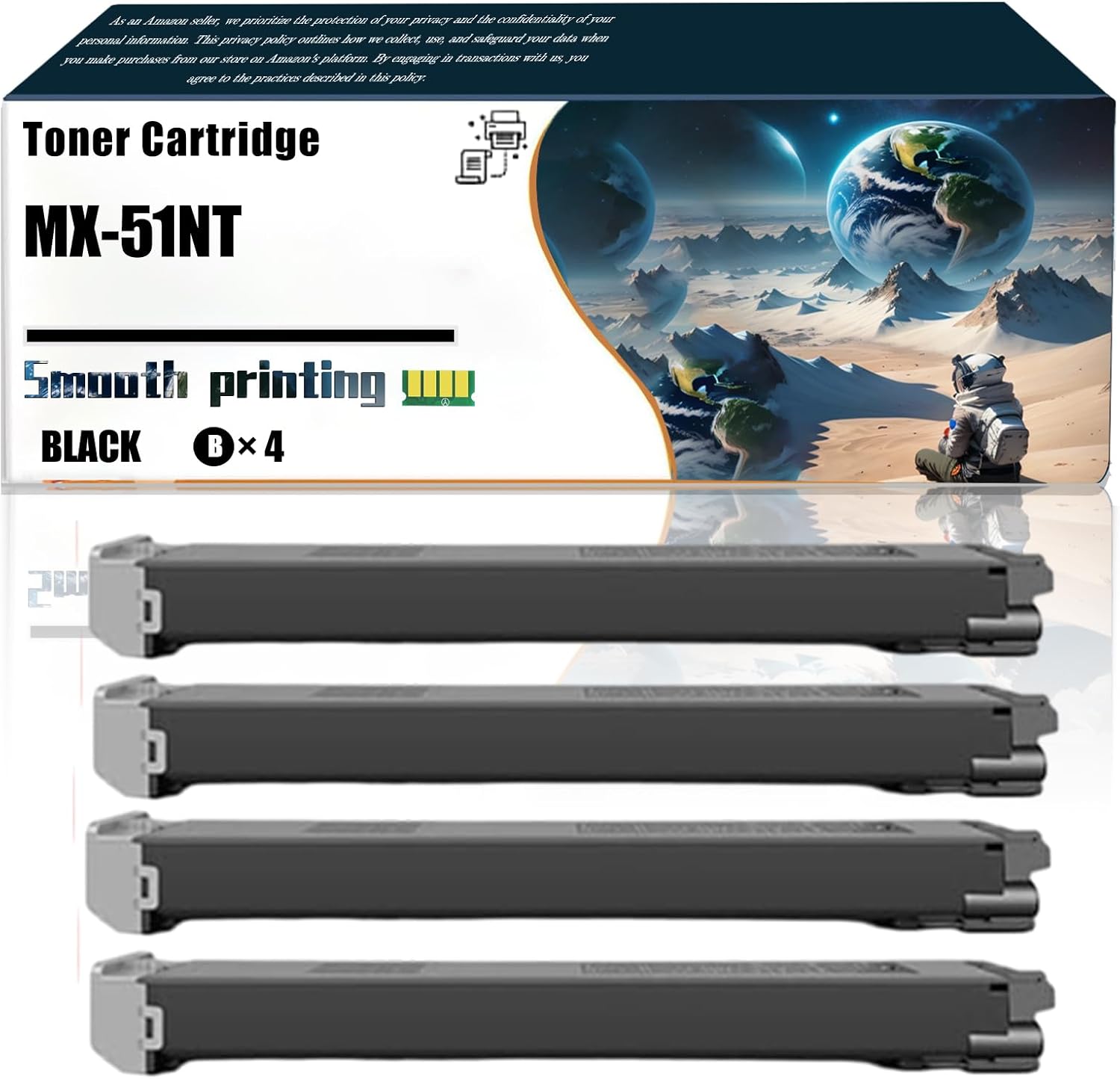 LSSF Replacement Parts Toner Cartridge MX-51NT Compatible with Sharp MX-4110N MX-4111N MX-4140N MX-4141N Printers, Contains Chip and Clear Printing (4 Pack Black)