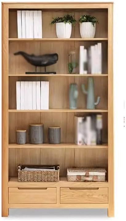 GUERNSEY Standing Bookshelf for Living Room Solid Wood Bookcase Modern Nordic Oak Bookshelf Solid Wood Storage Shelf Bookcase Nordic Simple Walnut Bookshelf Bookcases (Color : B)