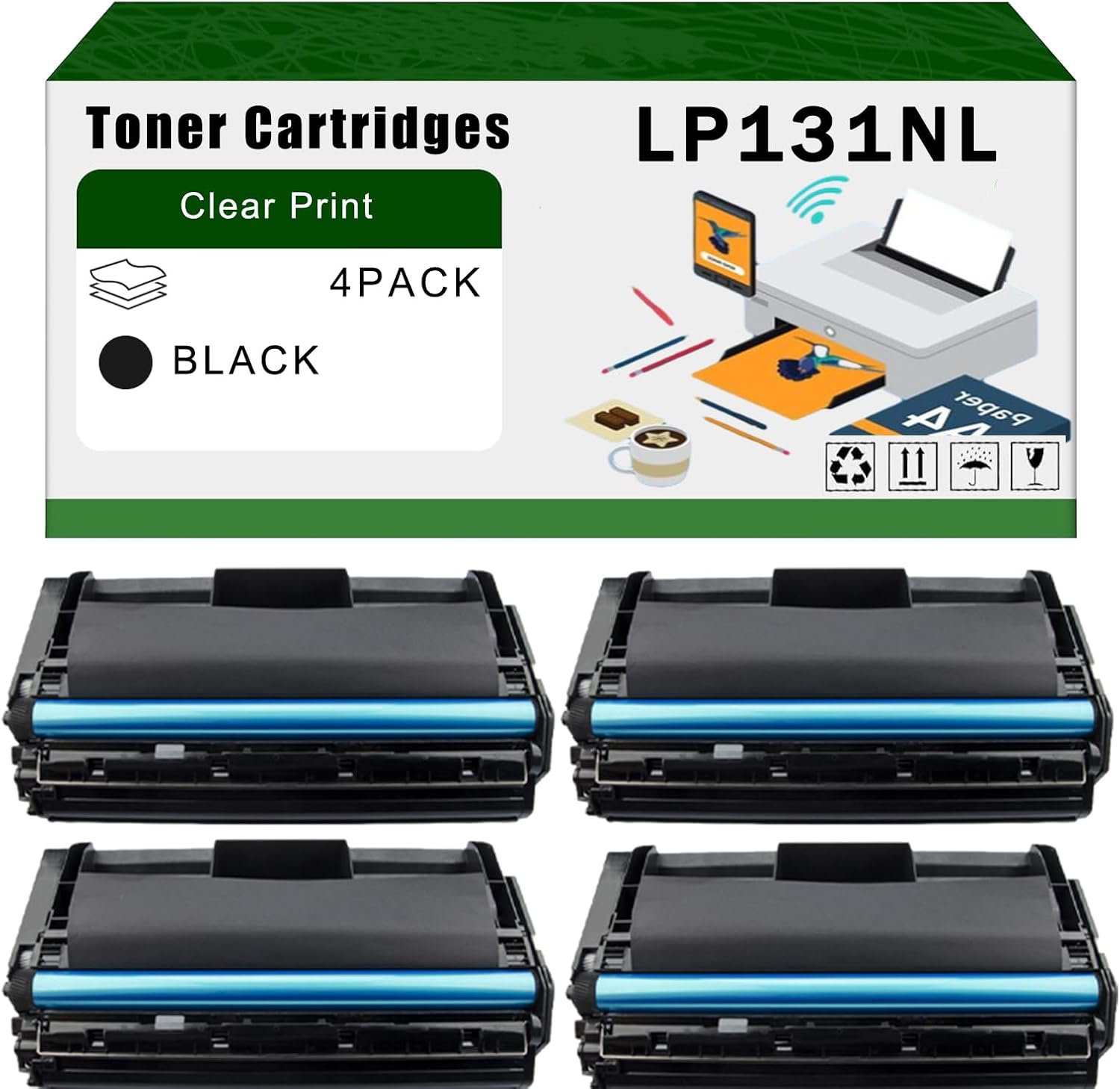 AGNNQ Compatible for Lanier LP131NL Toner Cartridges 406997 402809 LP131NL LP136N Printers, High Yield 25000 Pages Bright Clear Colors (4 Pack Black)